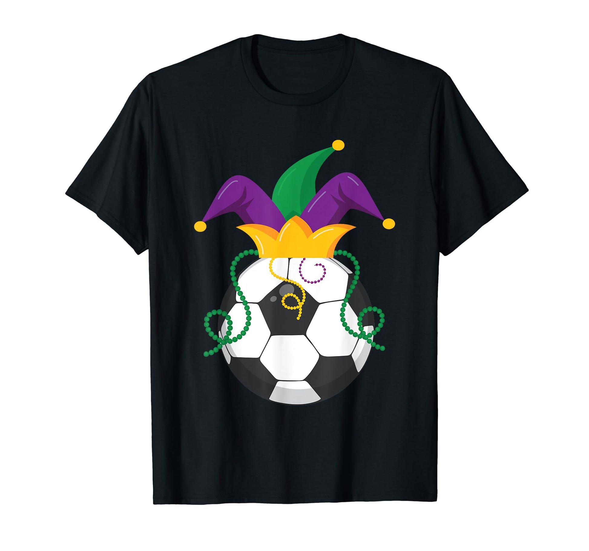 Mardi Gras Football Soccer Jester Hat T-Shirt - Unique Graphic Men Women - T-Shirt, Sweatshirt, Hoodie