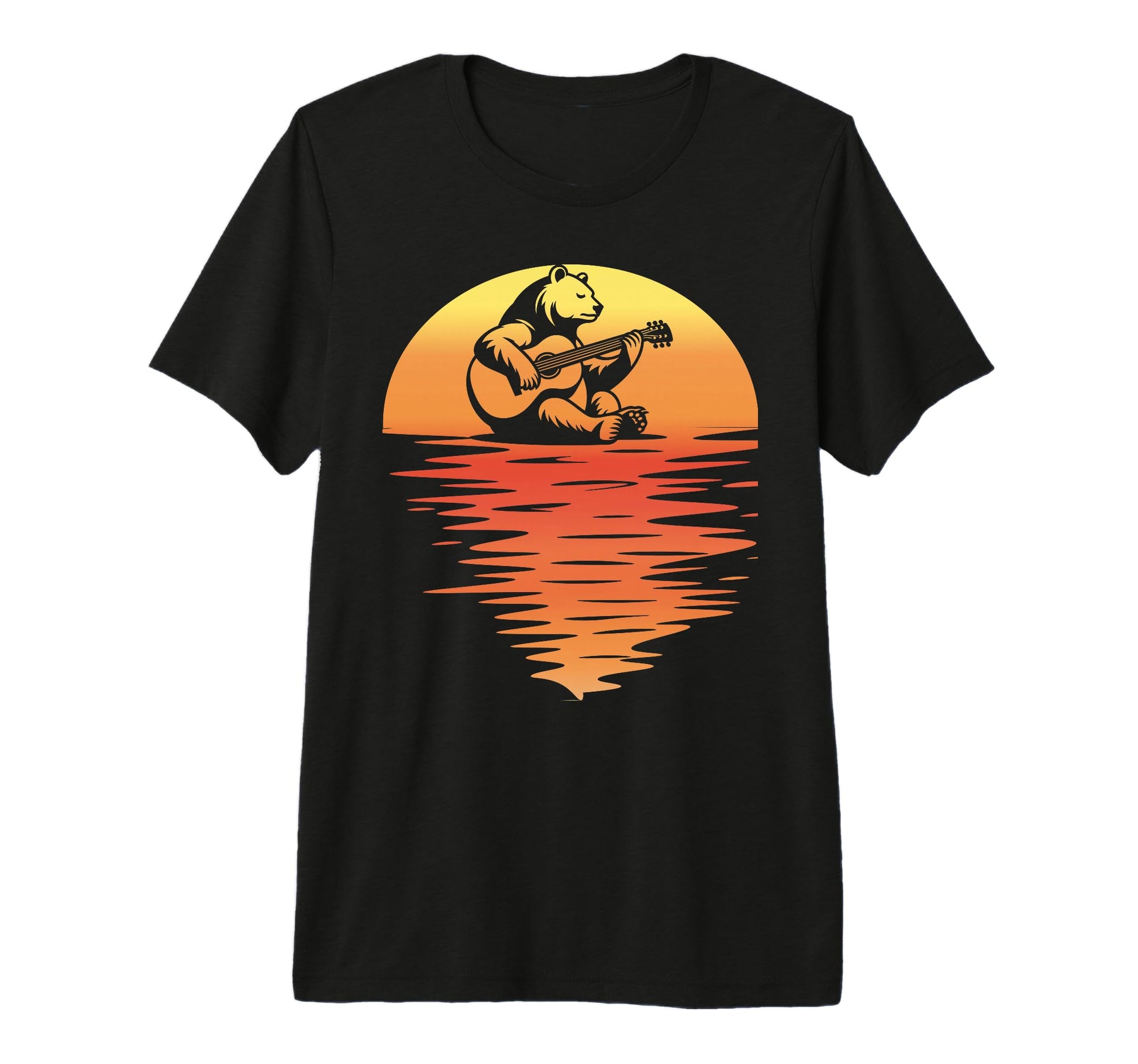 Panda Playing Guitar Sunset T-Shirt - Fun Novelty Design Men Women - T-Shirt, Sweatshirt, Hoodie