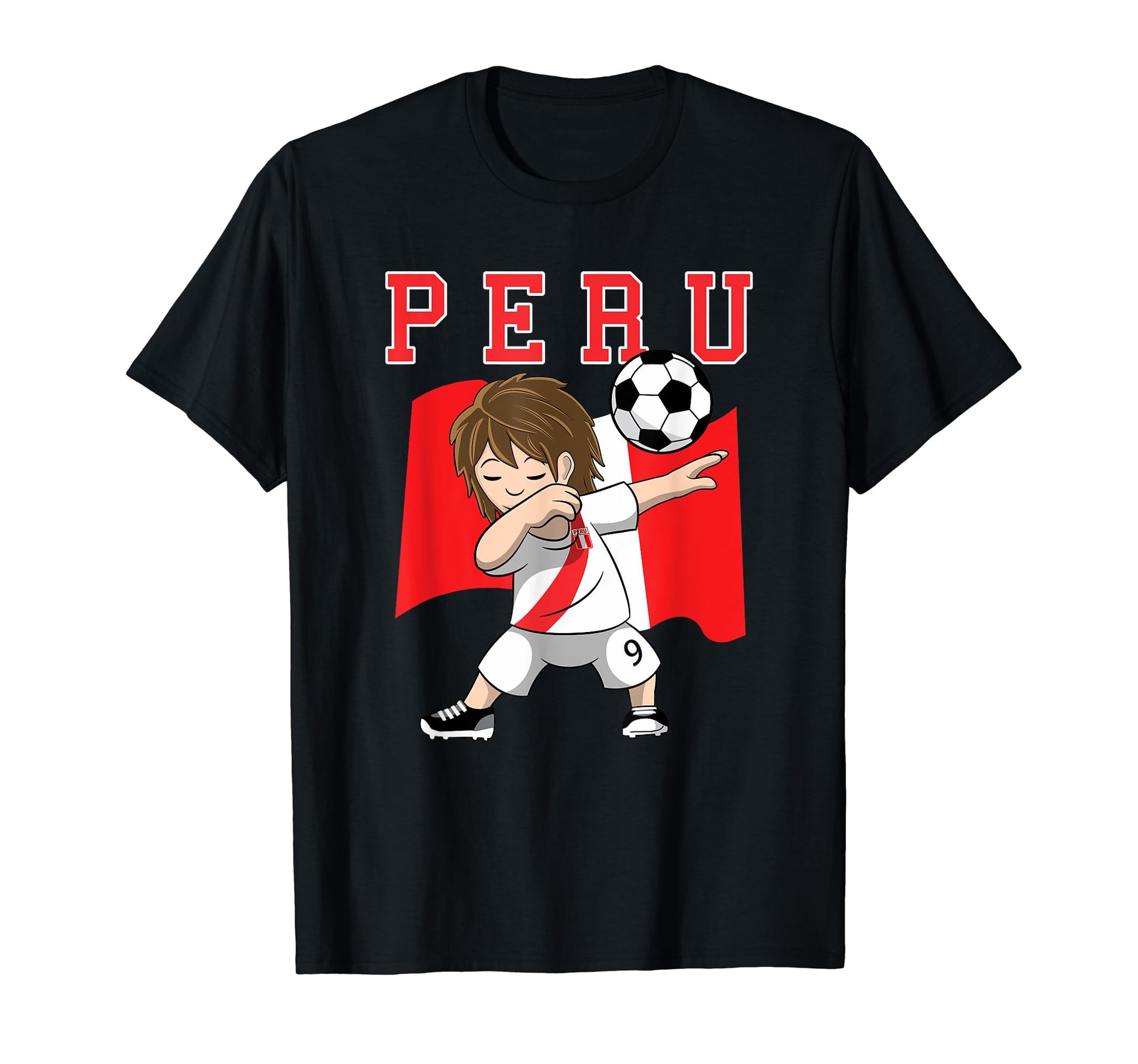 Peru Shirts Peru Flag Dabbing Soccer T-Shirt - Minimalist Print for Adults - T-Shirt, Sweatshirt, Hoodie