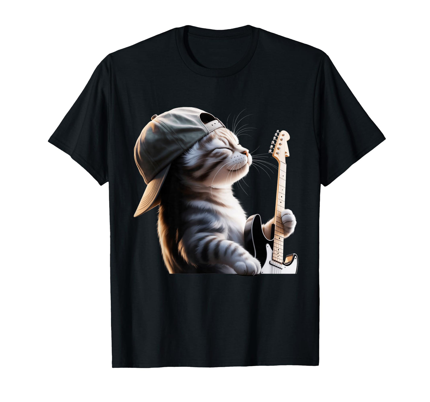 Funny Cat Playing Guitar Electric T-Shirt - Unique Graphic Men Women - T-Shirt, Sweatshirt, Hoodie