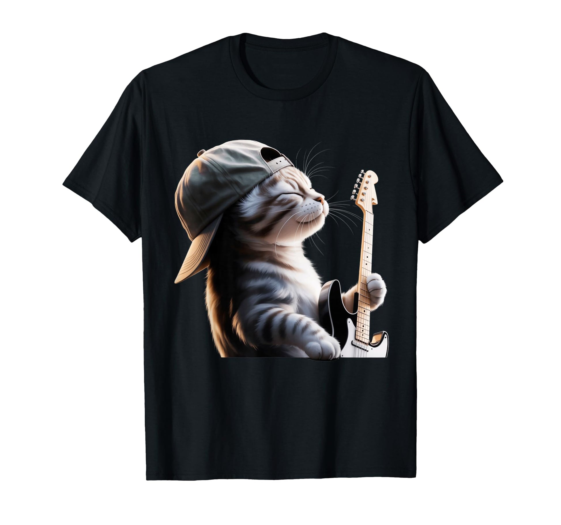 Funny Cat Playing Guitar Electric T-Shirt - Unique Graphic Men Women - T-Shirt, Sweatshirt, Hoodie