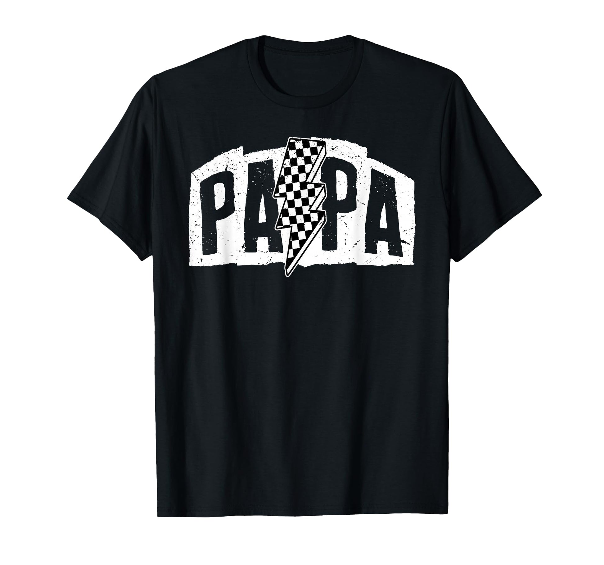 Groovy Papa Checkered Lightning Bolt T-Shirt - Custom Art Print Men Women - T-Shirt, Sweatshirt, Hoodie