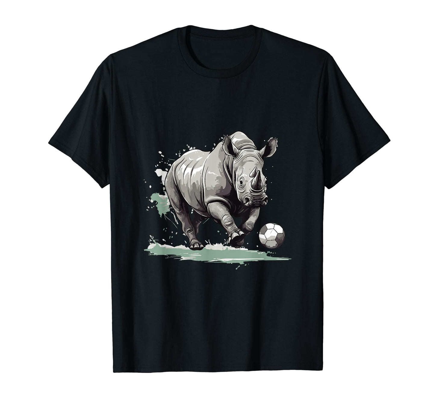 Rhino Playing Soccer Funny Animal T-Shirt - Casual Everyday Wear Unisex - T-Shirt, Sweatshirt, Hoodie