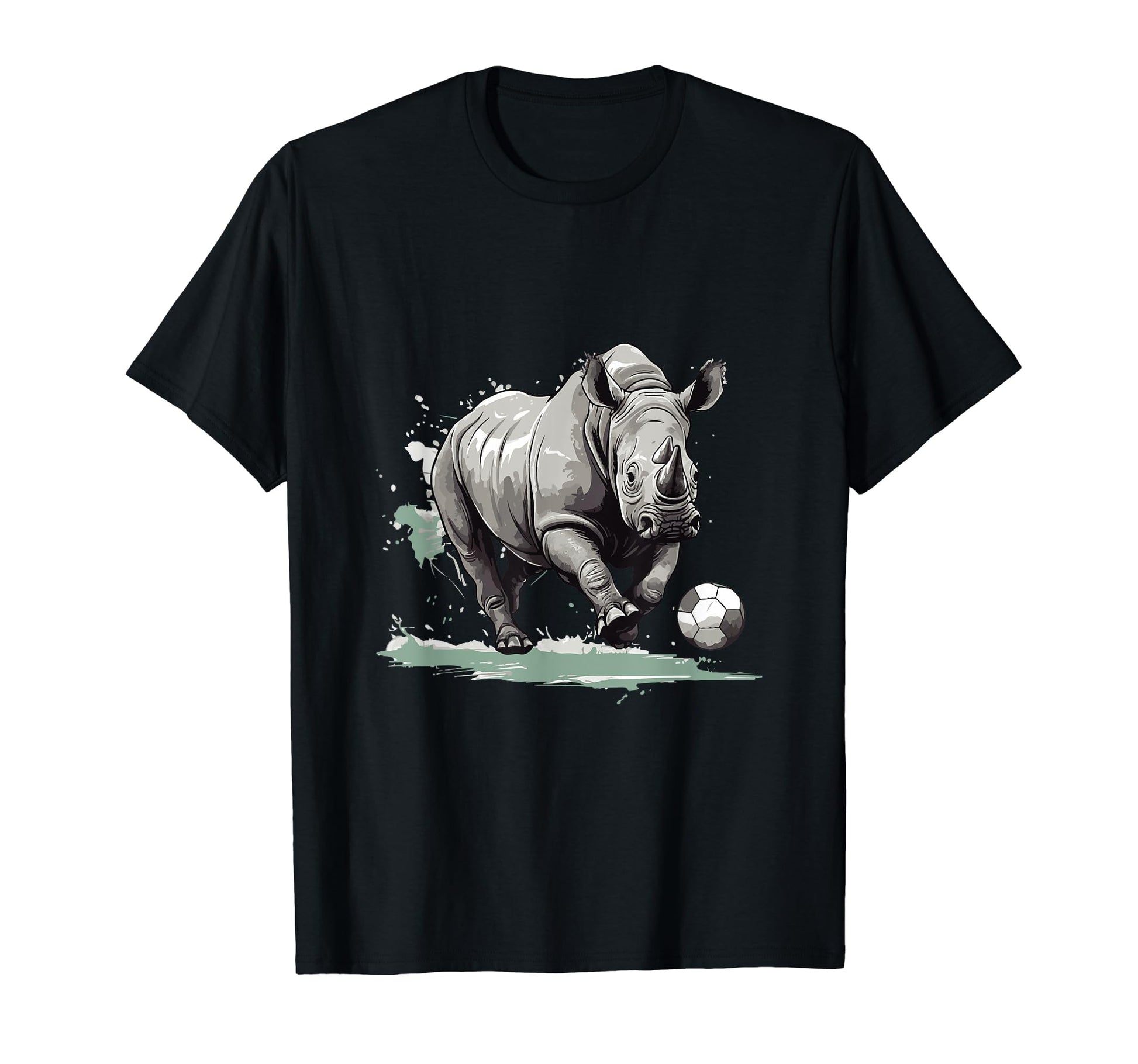 Rhino Playing Soccer Funny Animal T-Shirt - Casual Everyday Wear Unisex - T-Shirt, Sweatshirt, Hoodie