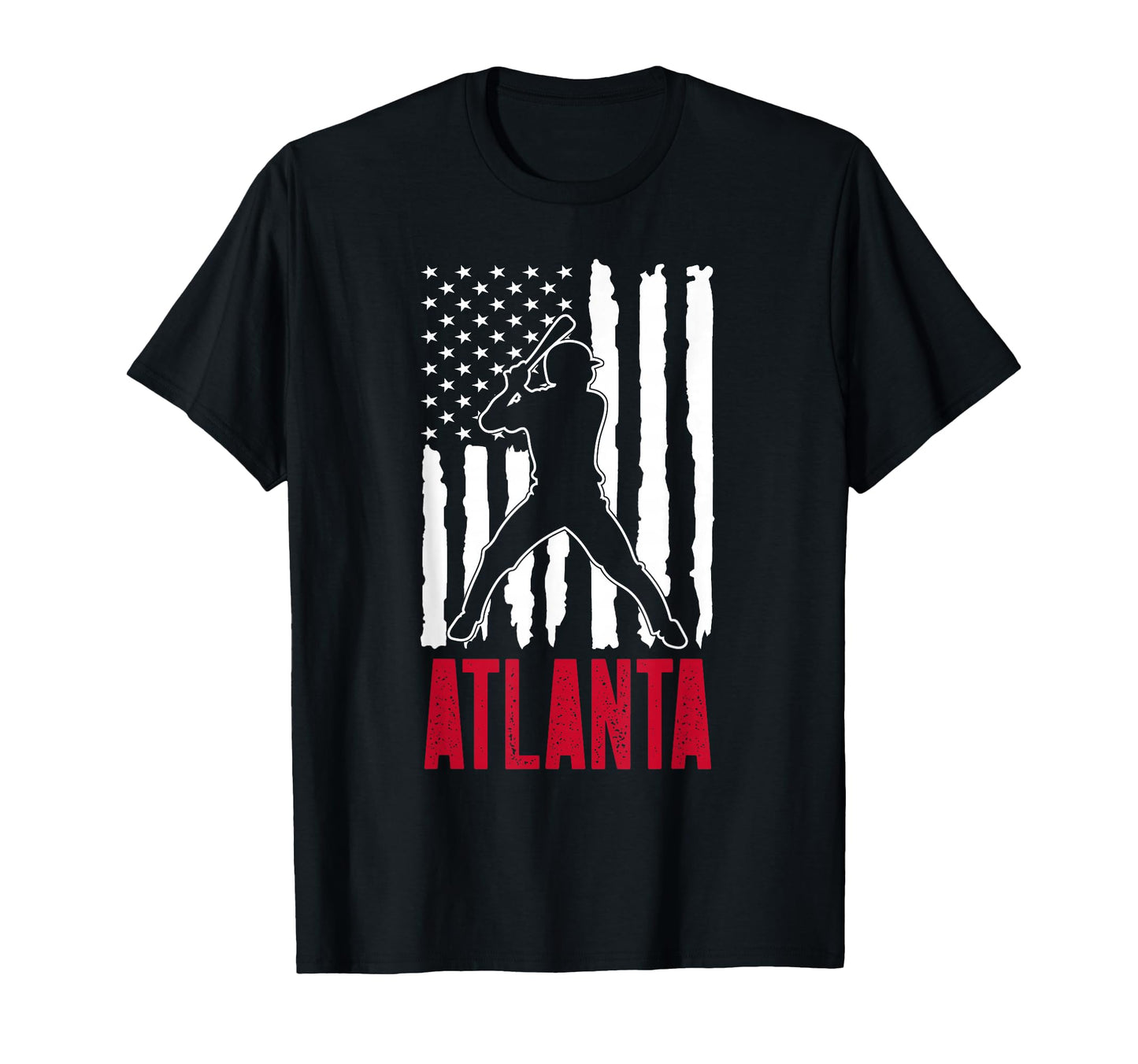 Atlanta American Flag Distressed T-Shirt - Fun Novelty Design Unisex - T-Shirt, Sweatshirt, Hoodie