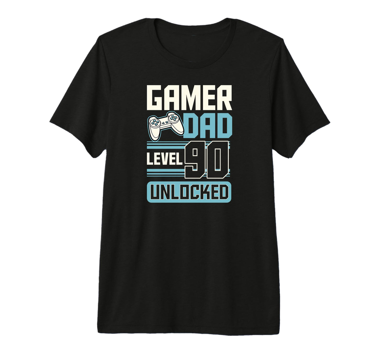 Mens Gamer Dad Level 90 Unlocked 90Th T-Shirt - Graphic Print Unisex - T-Shirt, Sweatshirt, Hoodie