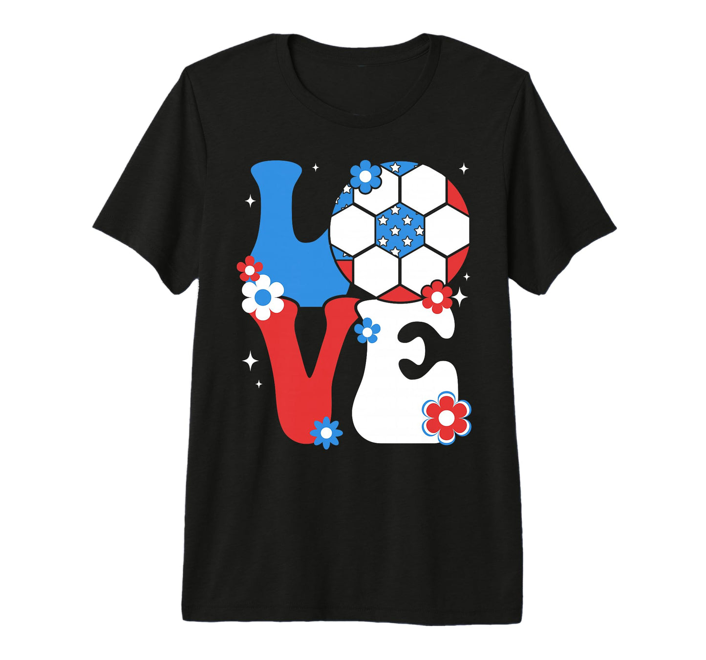 Soccer Love 4Th July Us American T-Shirt - Fun Novelty Design Men Women - T-Shirt, Sweatshirt, Hoodie