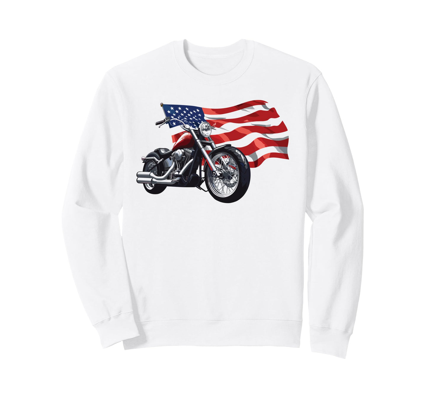 Motorcycle Biker Motorcycle Us Flag Sweatshirt - Streetwear Style Unisex - T-Shirt, Sweatshirt, Hoodie