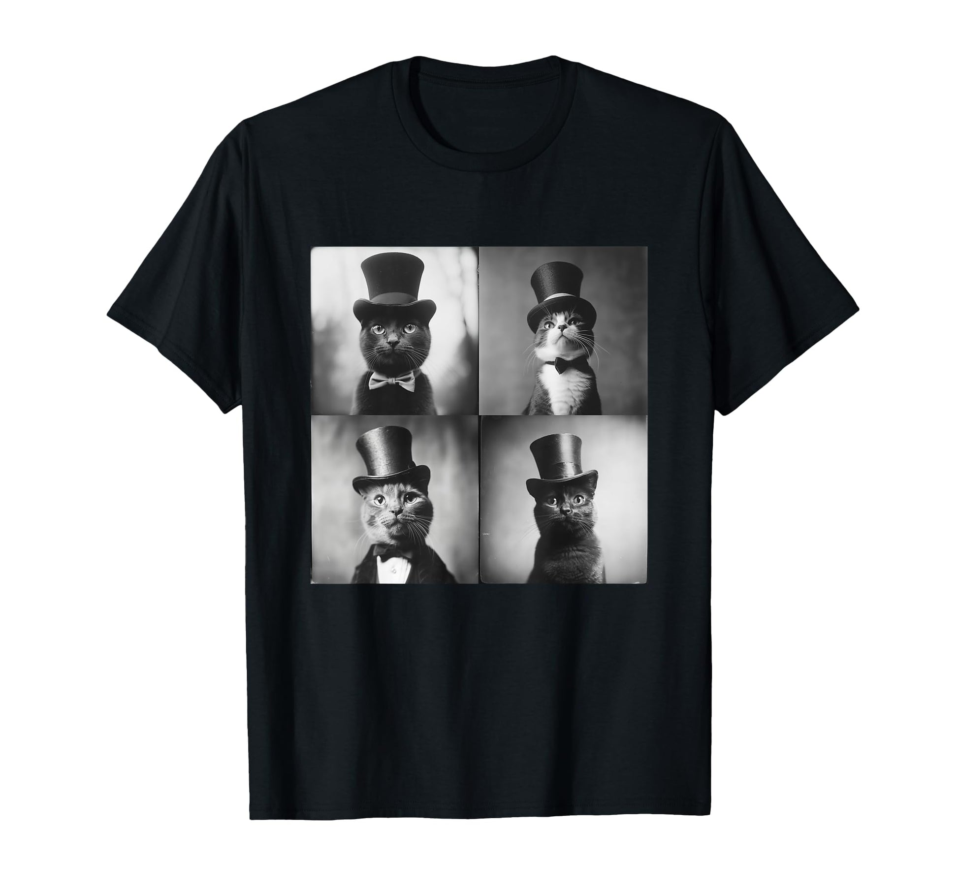 Cat Hat Photo Booth Portrait Collage T-Shirt - Graphic Print for Adults - T-Shirt, Sweatshirt, Hoodie