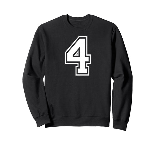 4 Number Four Team Sports Sweatshirt - Fun Novelty Design for Adults - T-Shirt, Sweatshirt, Hoodie
