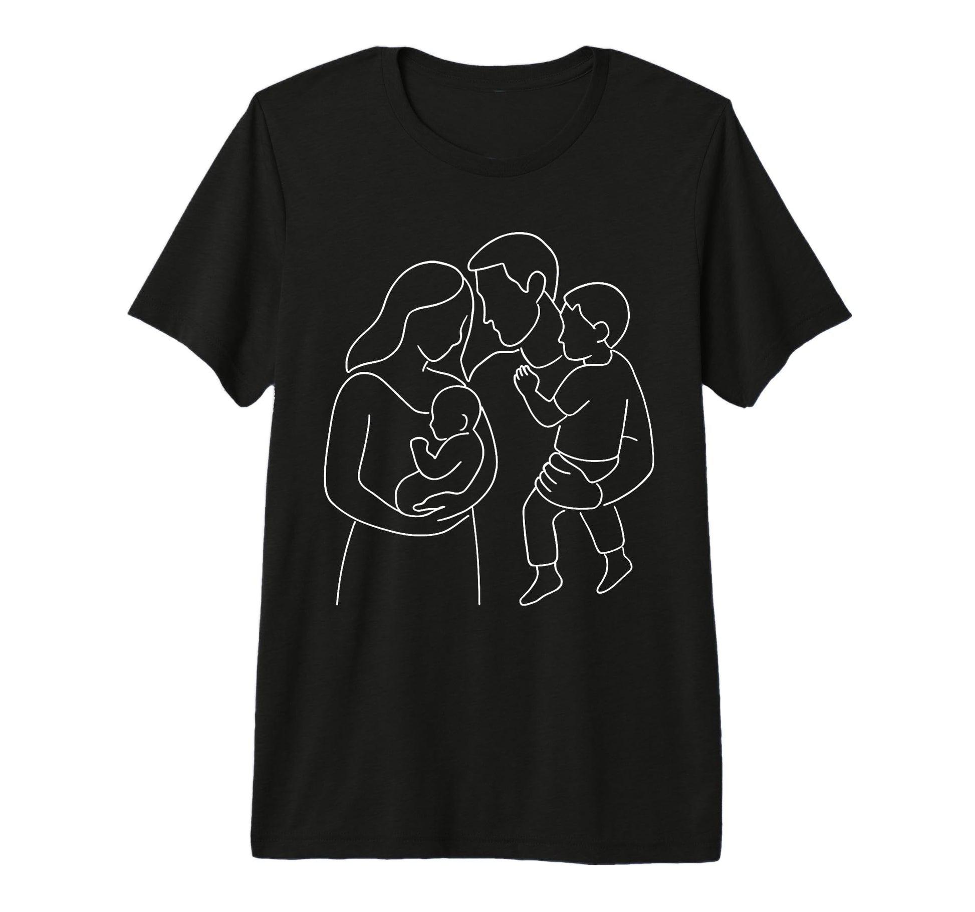 Family Line Art Mother Dad Son T-Shirt - Aesthetic Graphic for Adults - T-Shirt, Sweatshirt, Hoodie