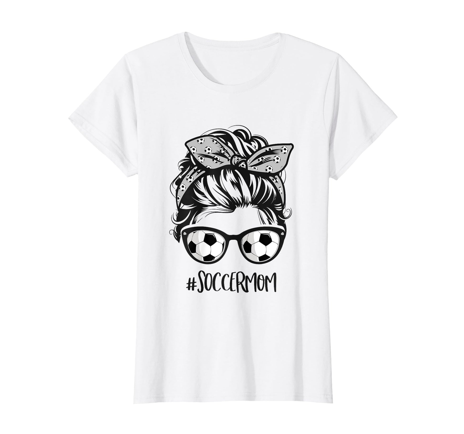 Soccer Mom Soccer Mothers Day Messy Bun T-Shirt - Graphic Print for Adults - T-Shirt, Sweatshirt, Hoodie