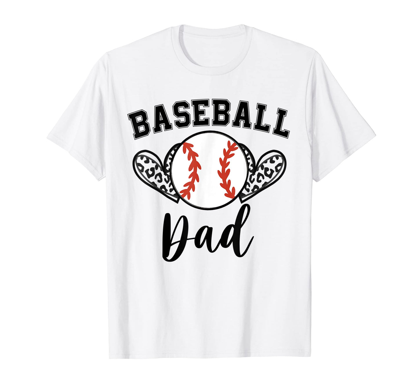 Baseball Dad Leopard Heart T-Shirt - Casual Everyday Wear for Adults - T-Shirt, Sweatshirt, Hoodie