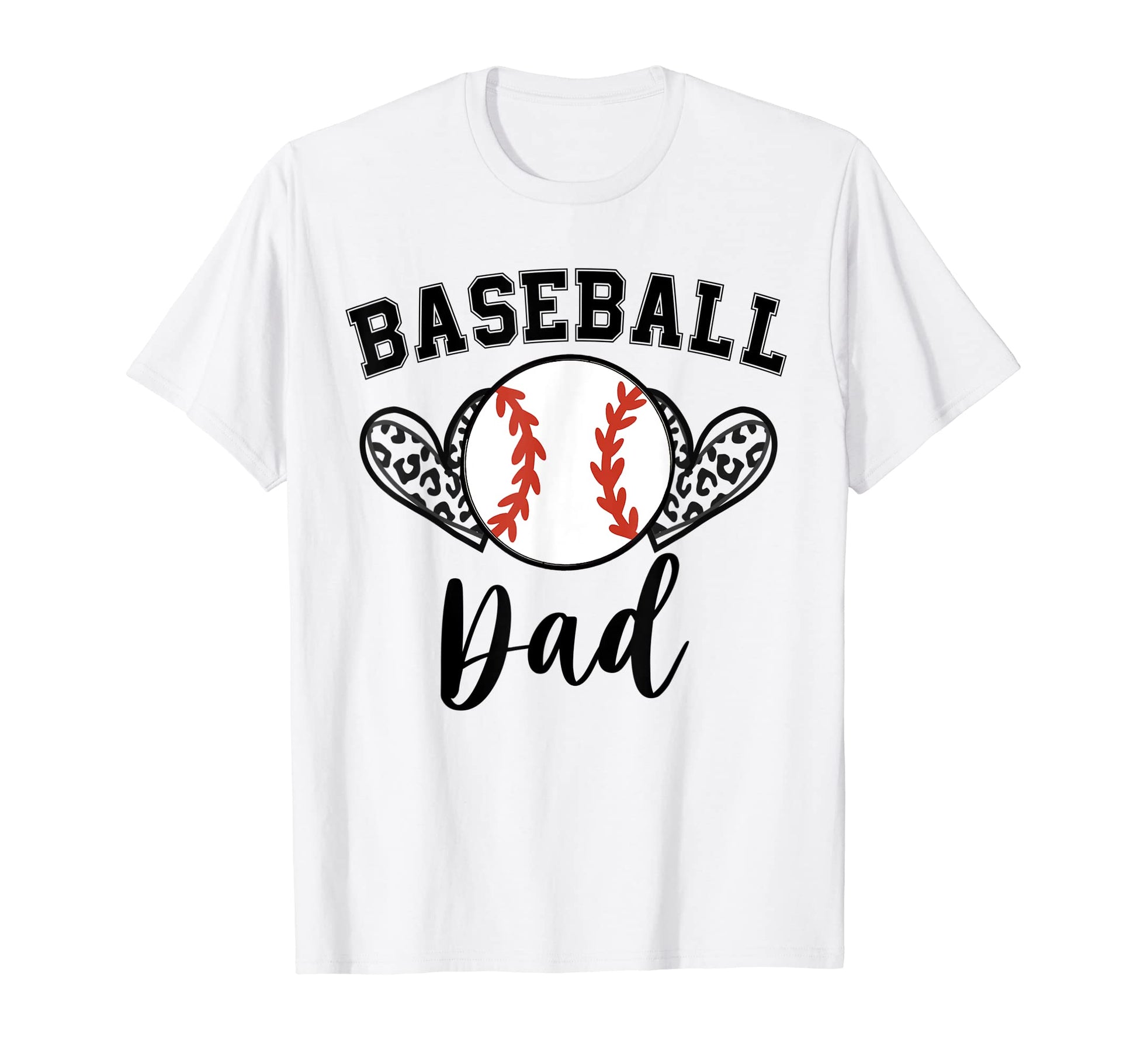 Baseball Dad Leopard Heart T-Shirt - Casual Everyday Wear for Adults - T-Shirt, Sweatshirt, Hoodie