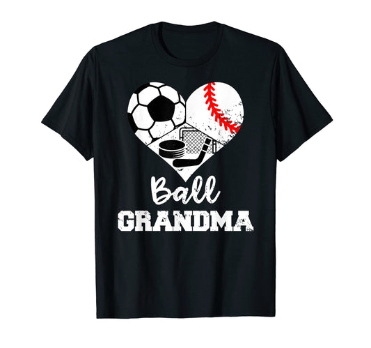 Ball Grandma Heart Funny Soccer Baseball T-Shirt - Custom Art Print Unisex - T-Shirt, Sweatshirt, Hoodie