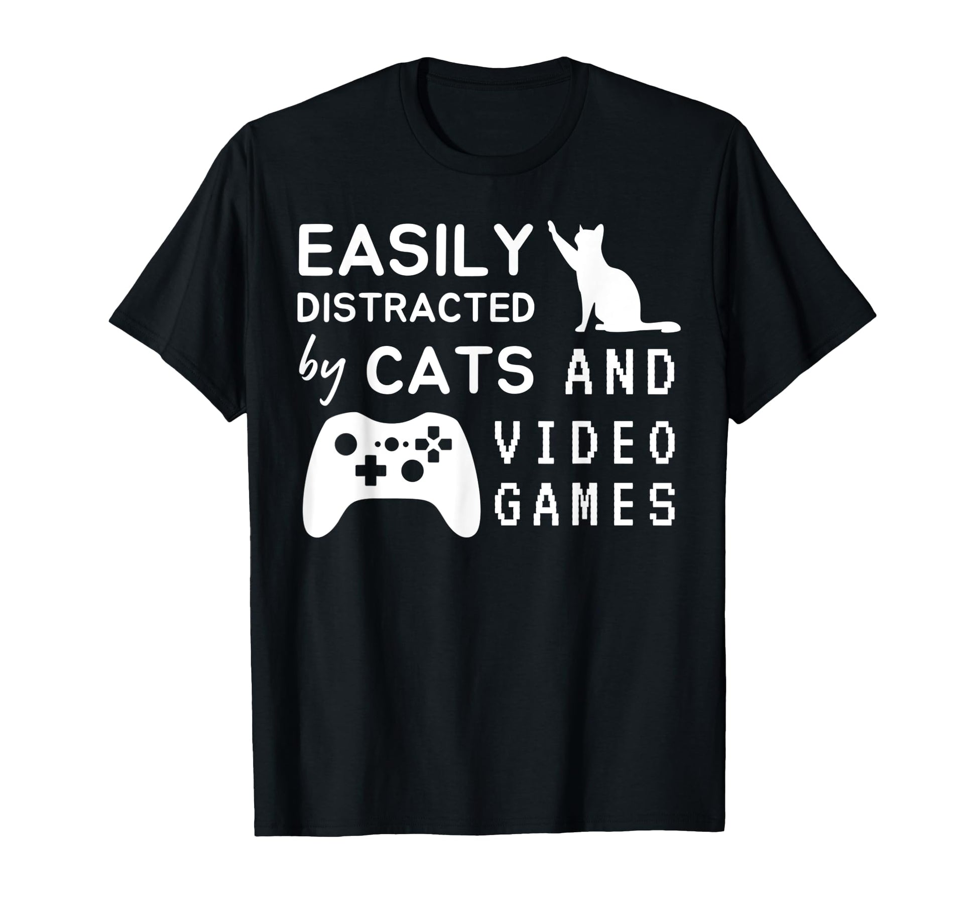 Easily Distracted Cats And Video Games T-Shirt - Novelty Apparel Unisex - T-Shirt, Sweatshirt, Hoodie
