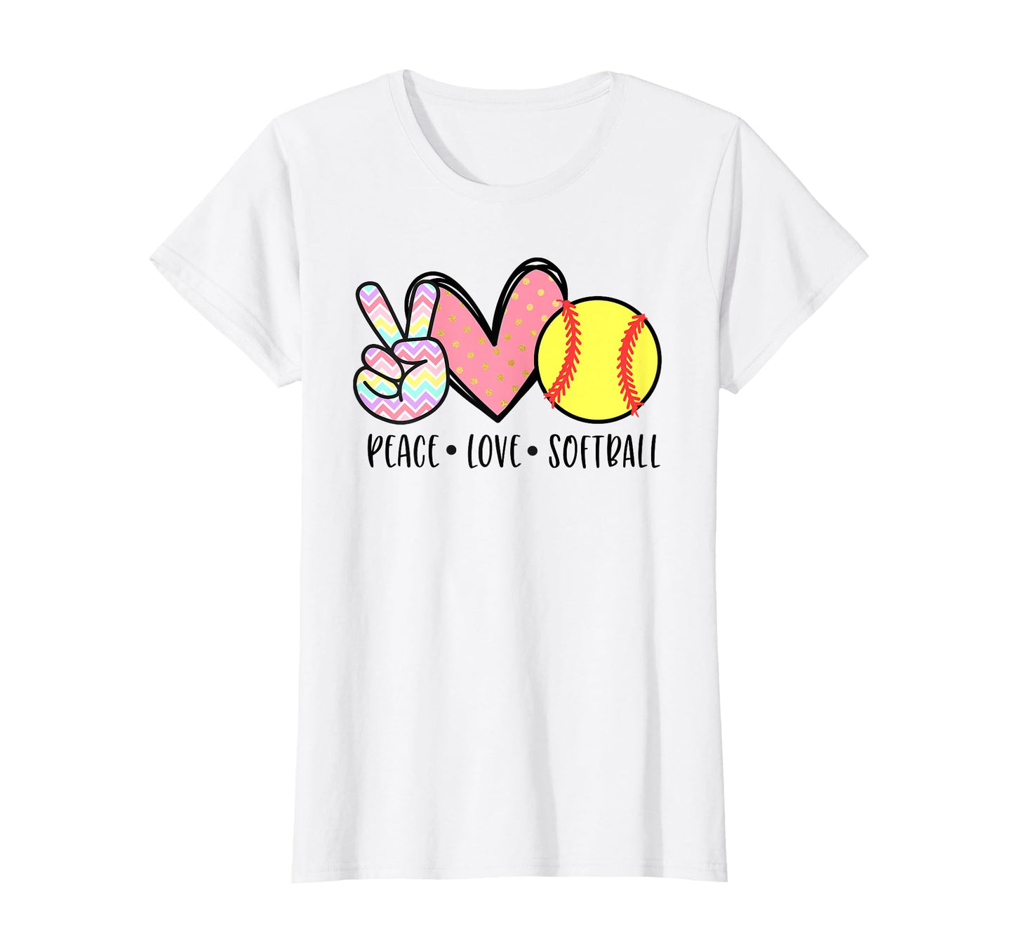 Peace Love Softball Mom Pastel Teen T-Shirt - Aesthetic Graphic for Adults - T-Shirt, Sweatshirt, Hoodie