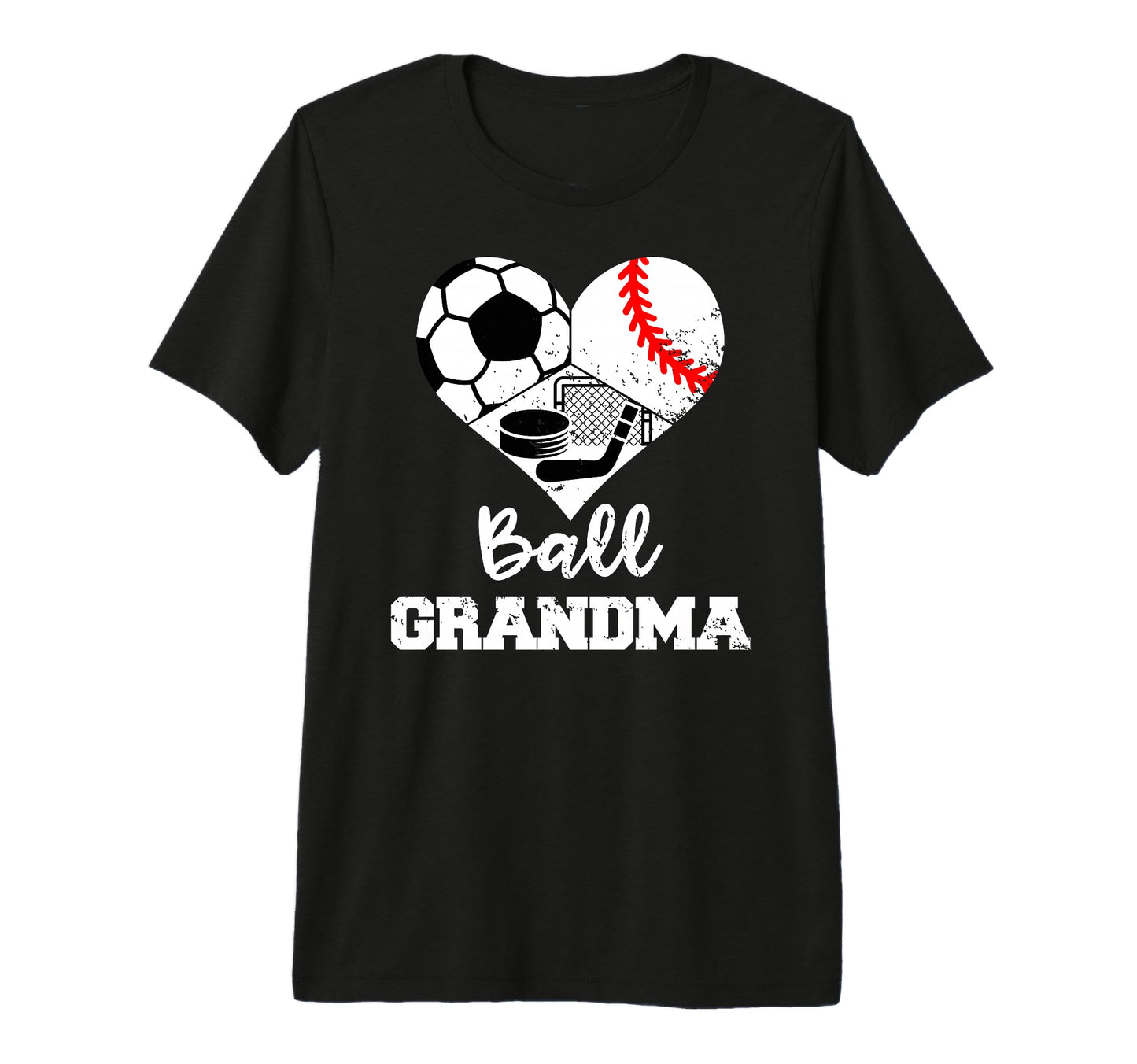 Ball Grandma Heart Funny Soccer T-Shirt - Casual Everyday Wear Men Women - T-Shirt, Sweatshirt, Hoodie
