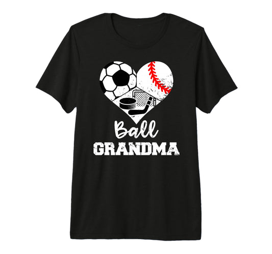 Ball Grandma Heart Funny Soccer T-Shirt - Casual Everyday Wear Men Women - T-Shirt, Sweatshirt, Hoodie