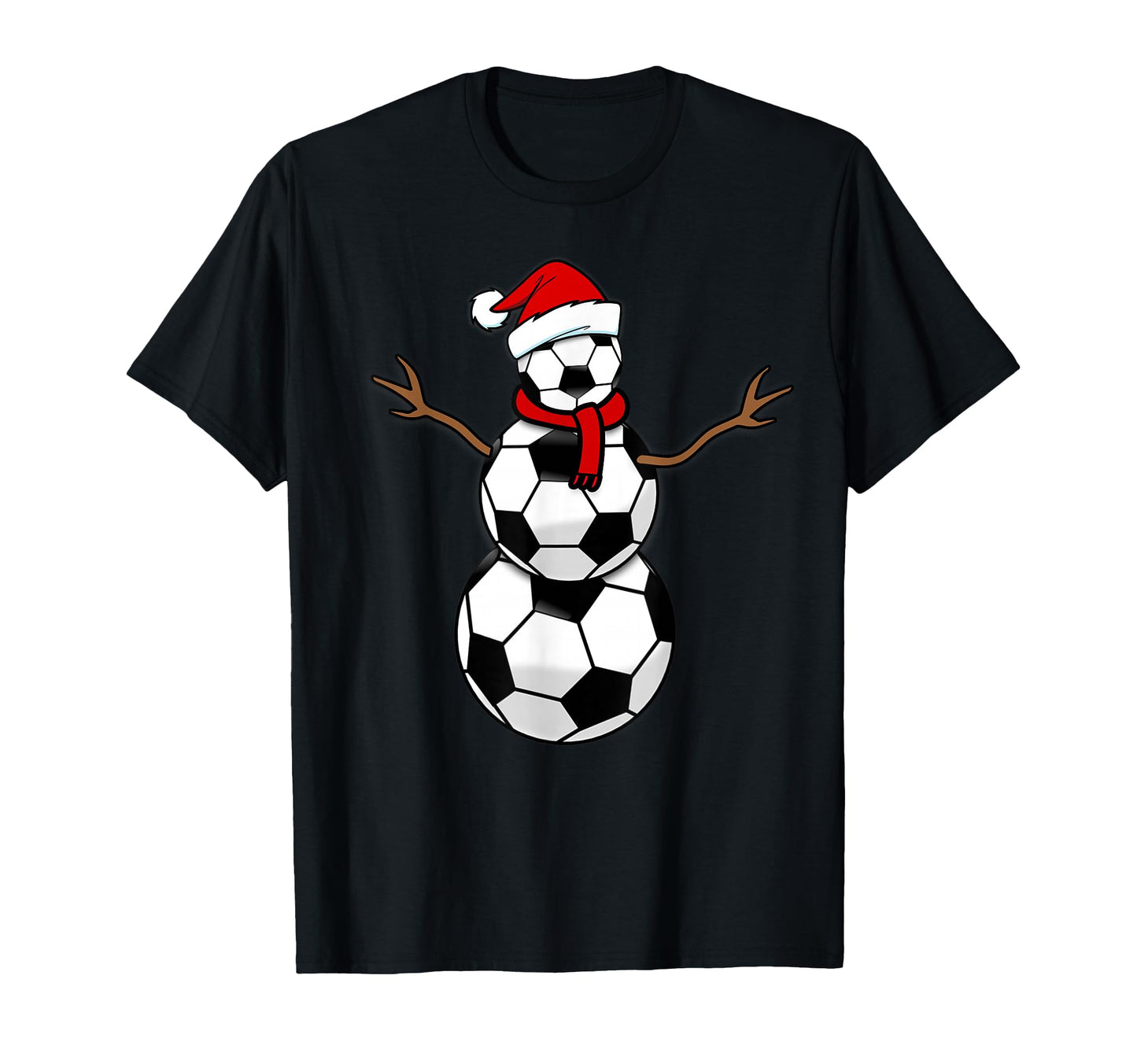 Funny Soccer Balls Santa Snowman T-Shirt - Fun Novelty Design for Adults - T-Shirt, Sweatshirt, Hoodie