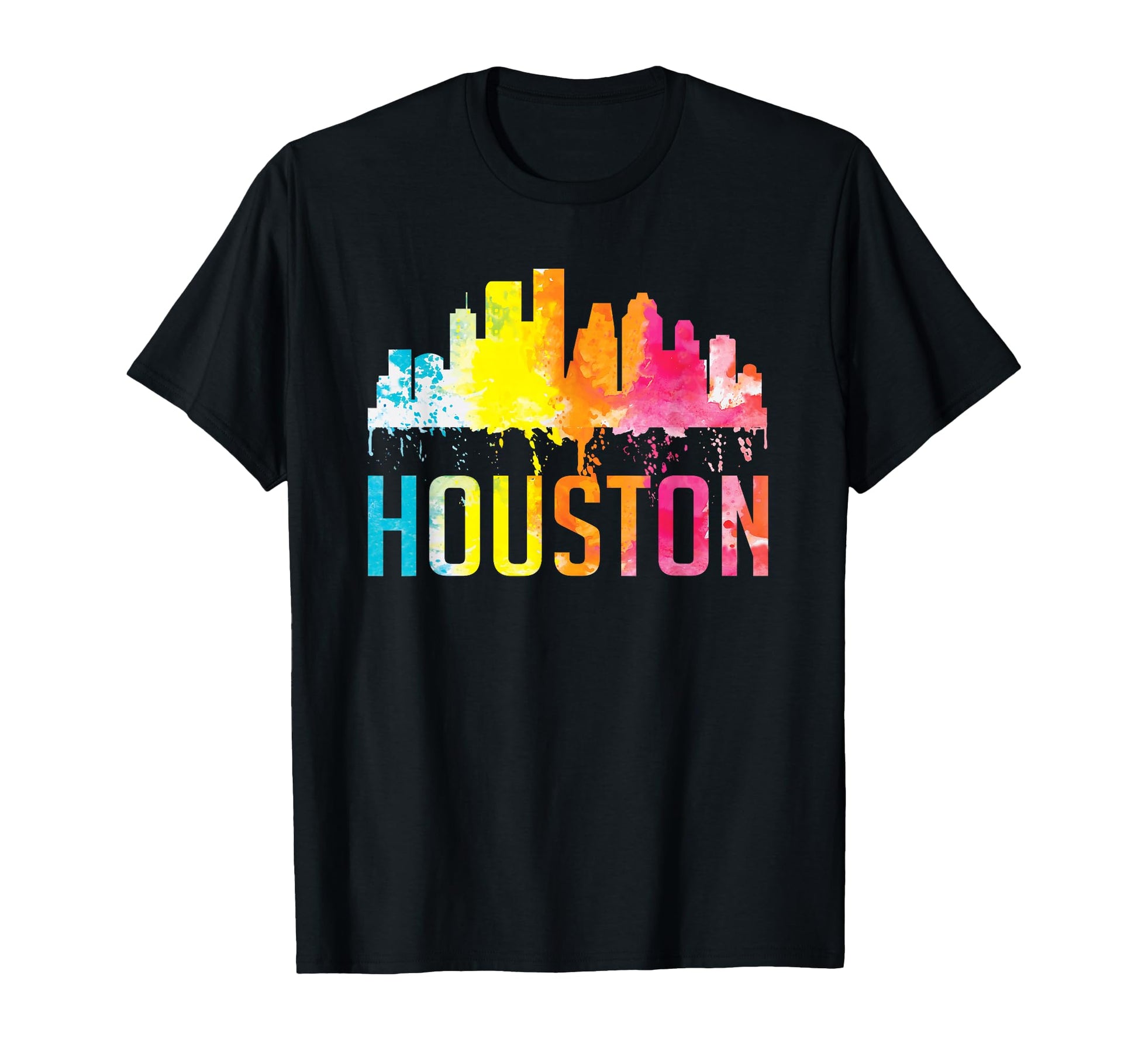 Houston Texas Watercolor Skyline T-Shirt - Casual Everyday Wear Men Women - T-Shirt, Sweatshirt, Hoodie