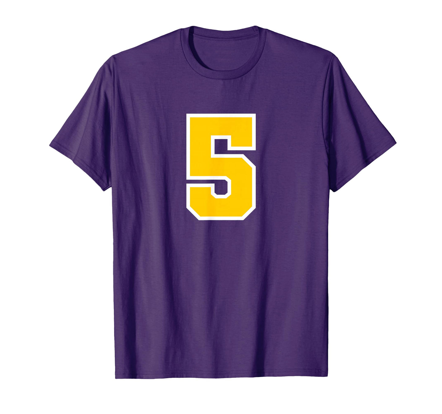 Number 5 Sports Team Yellow Number T-Shirt - Minimalist Print for Adults - T-Shirt, Sweatshirt, Hoodie