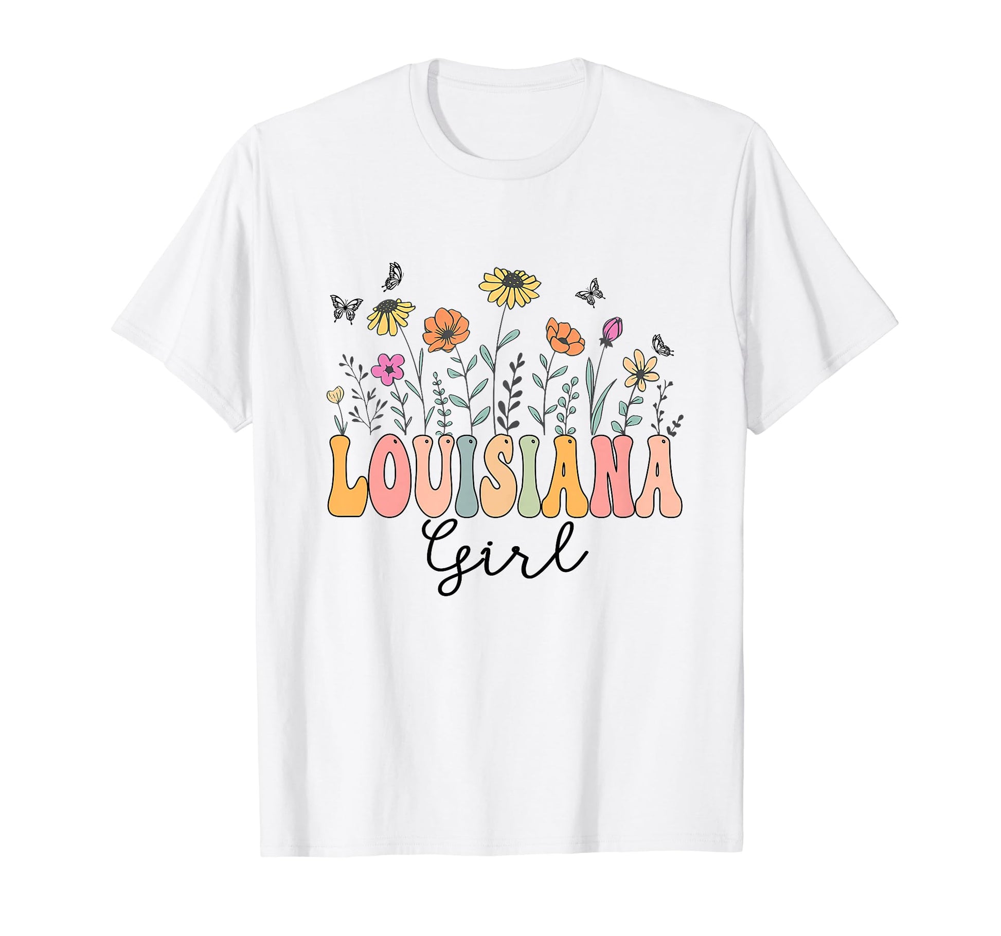 Louisiana Wildflower Groovy Louisiana T-Shirt - Novelty Apparel for Adults - T-Shirt, Sweatshirt, Hoodie