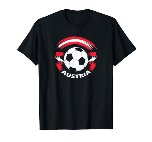 Austria Soccer Fan Flag And Football T-Shirt - Graphic Print Unisex - T-Shirt, Sweatshirt, Hoodie