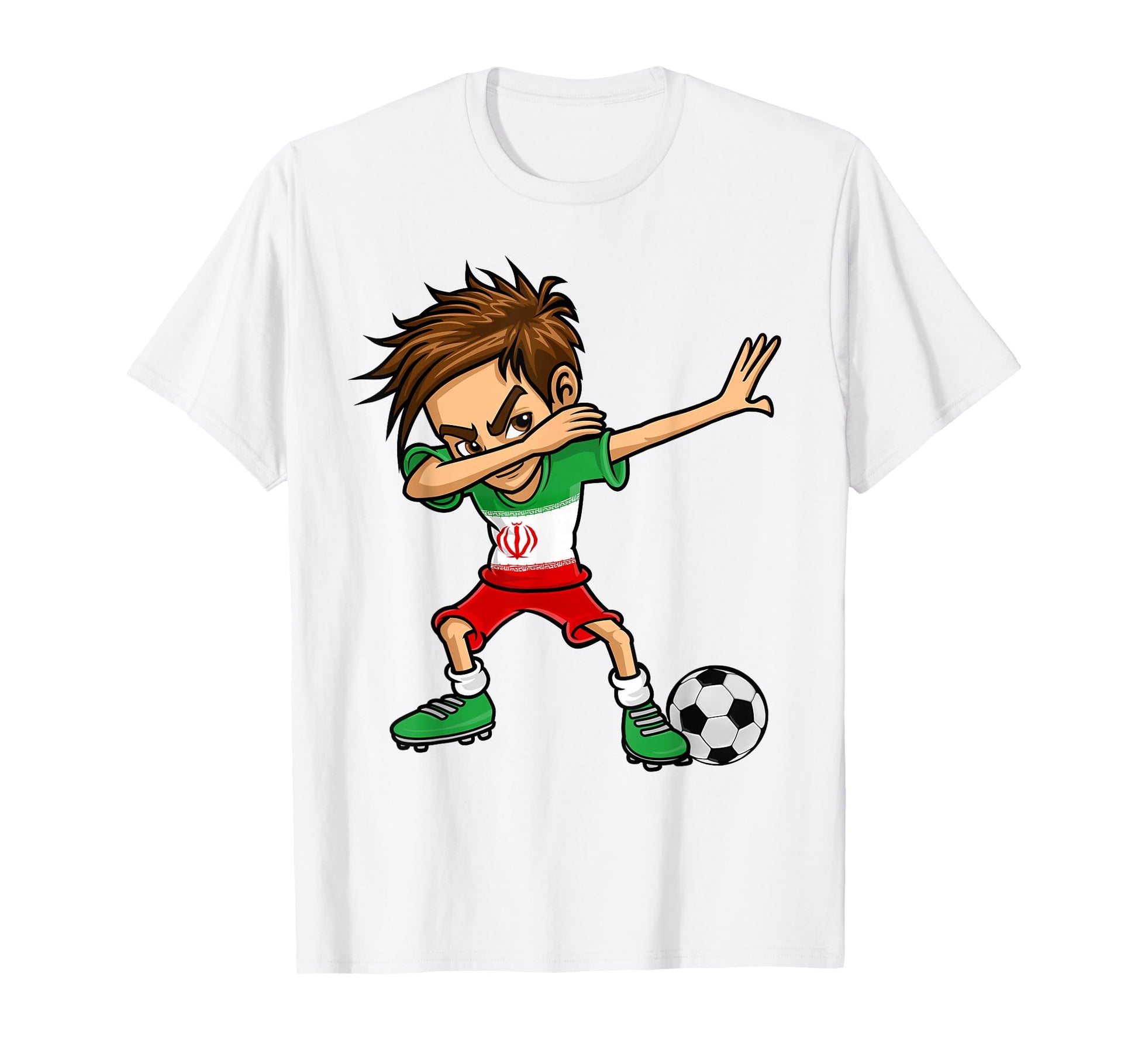 Dabbing Iran Soccer Jersey Iranian Flag T-Shirt - Graphic Print Unisex - T-Shirt, Sweatshirt, Hoodie