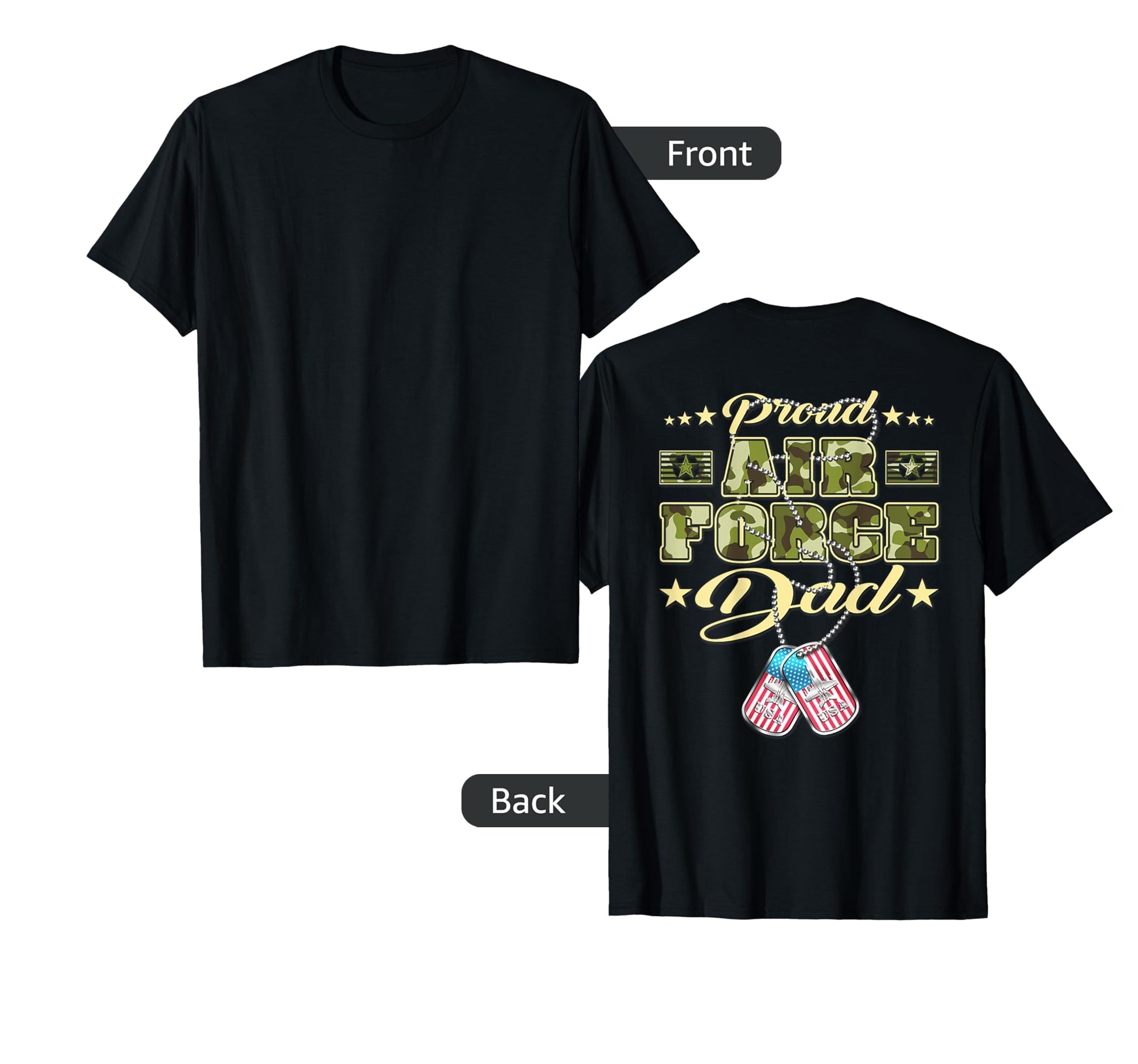 Proud Air Force Dad Camo Us Flag Dog T-Shirt - Custom Art Print Unisex - T-Shirt, Sweatshirt, Hoodie