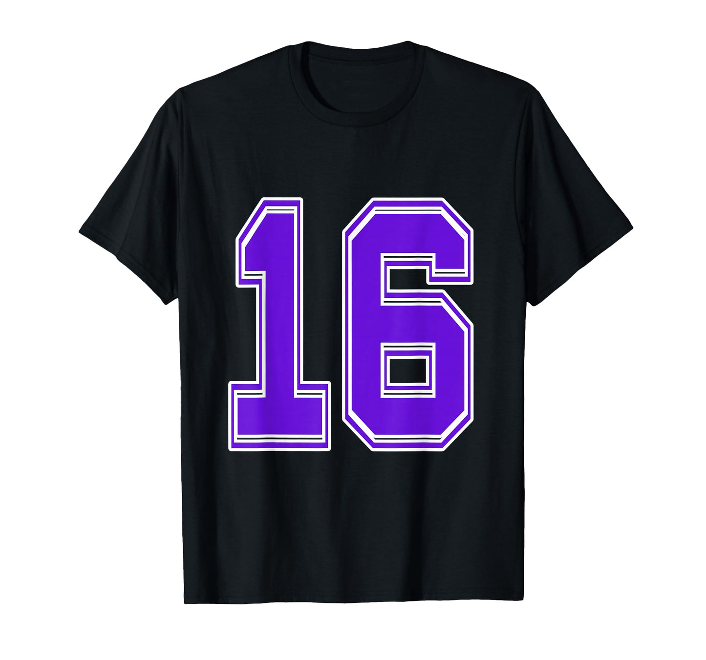 Purple Number 16 Football Baseball T-Shirt - Custom Art Print for Adults - T-Shirt, Sweatshirt, Hoodie