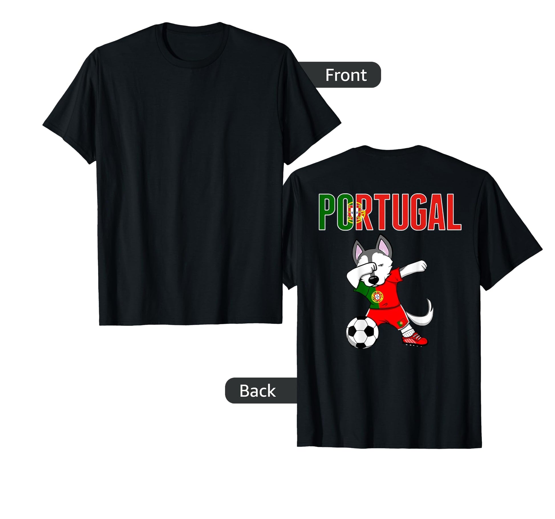 Dabbing Husky Portugal Soccer Fans T-Shirt - Graphic Print Men Women - T-Shirt, Sweatshirt, Hoodie
