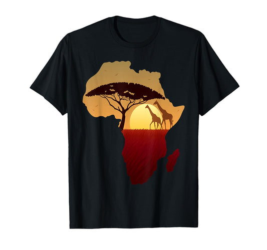 Africa Giraffe Map Dad South Animals Big T-Shirt - Custom Art Print Unisex - T-Shirt, Sweatshirt, Hoodie