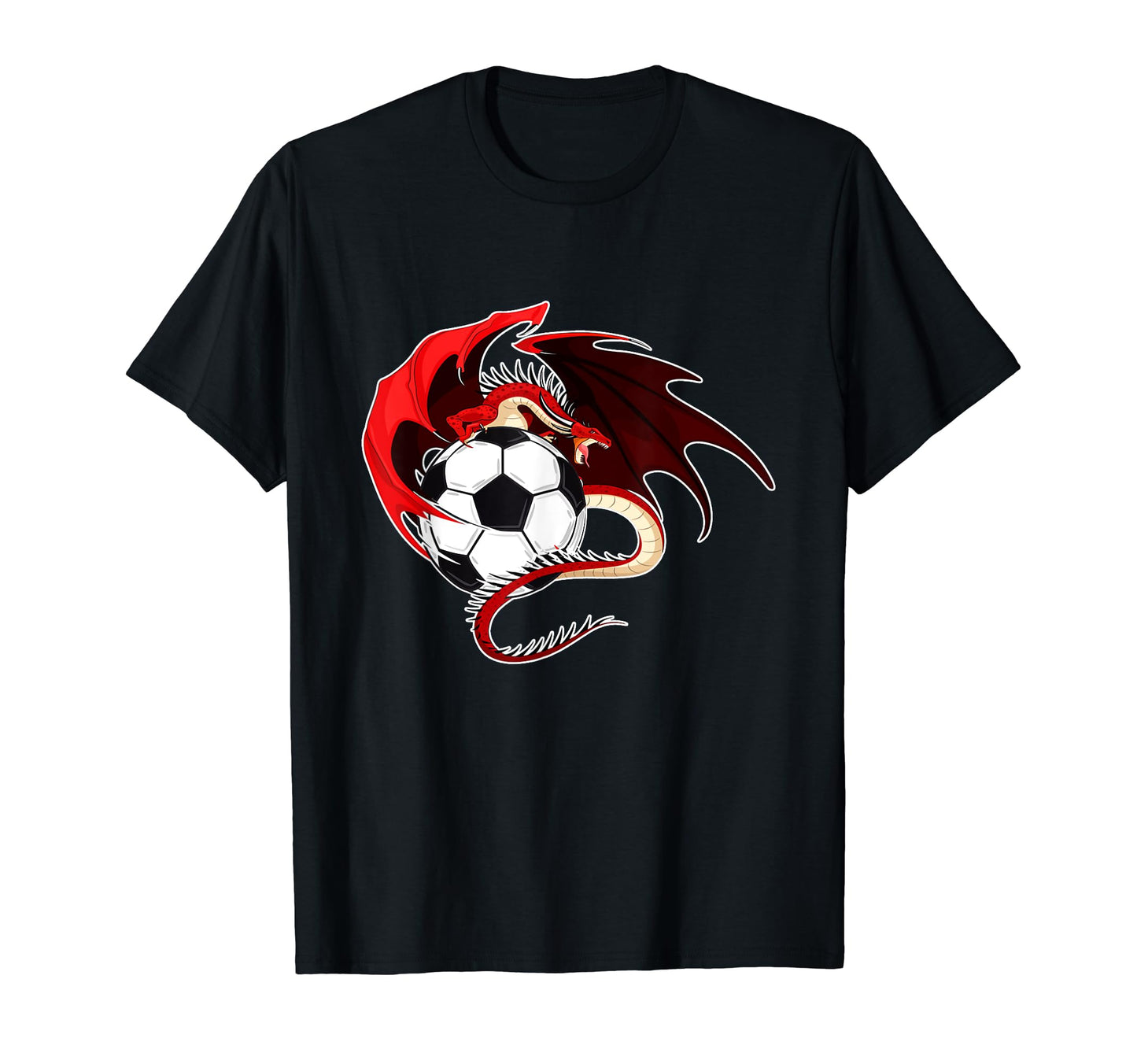 Soccer Dragon Sitting Soccer Ball T-Shirt - Graphic Print Unisex - T-Shirt, Sweatshirt, Hoodie