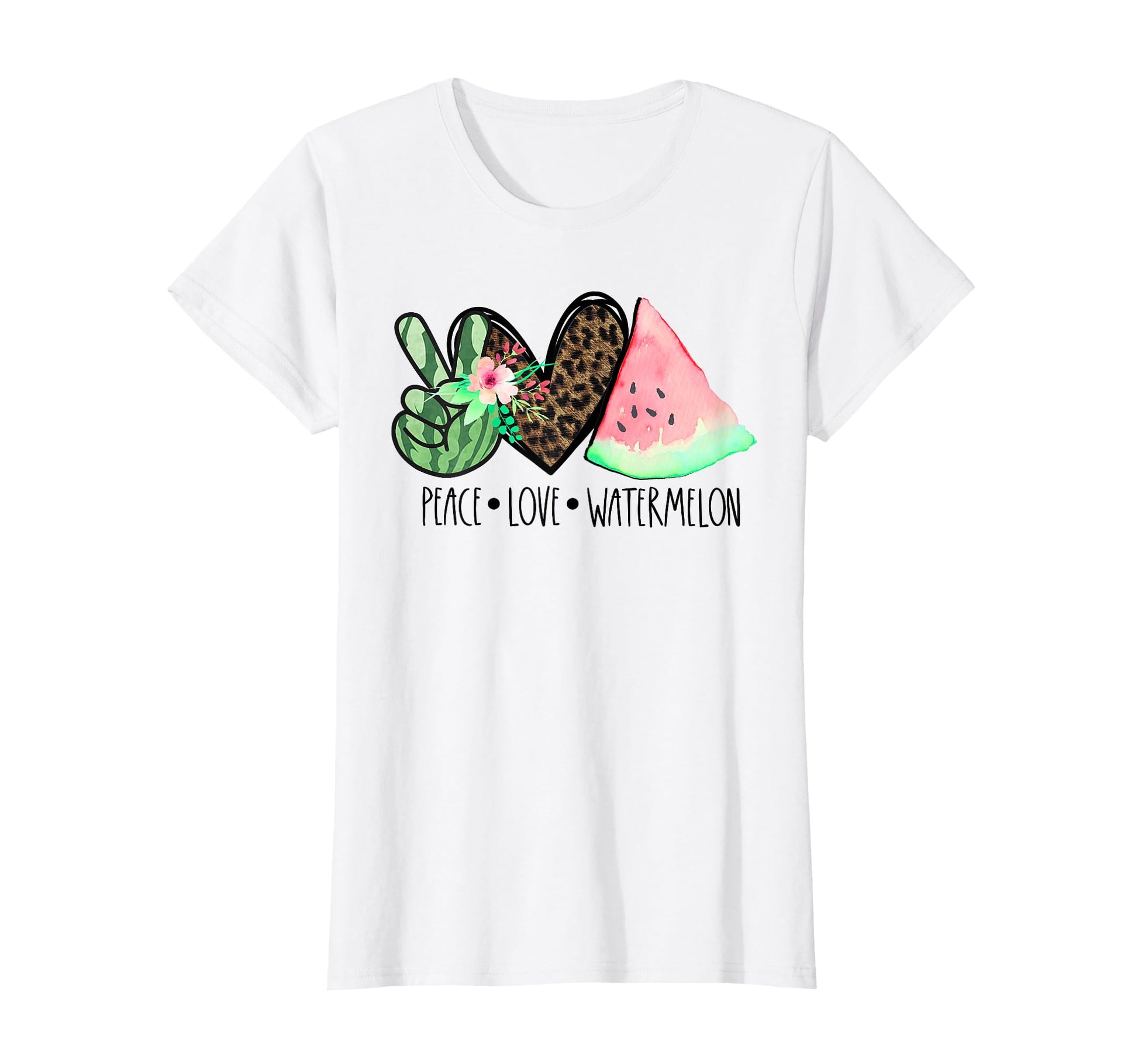 Peace Love Watermelon Summer Teen T-Shirt - Casual Everyday Wear Men Women - T-Shirt, Sweatshirt, Hoodie