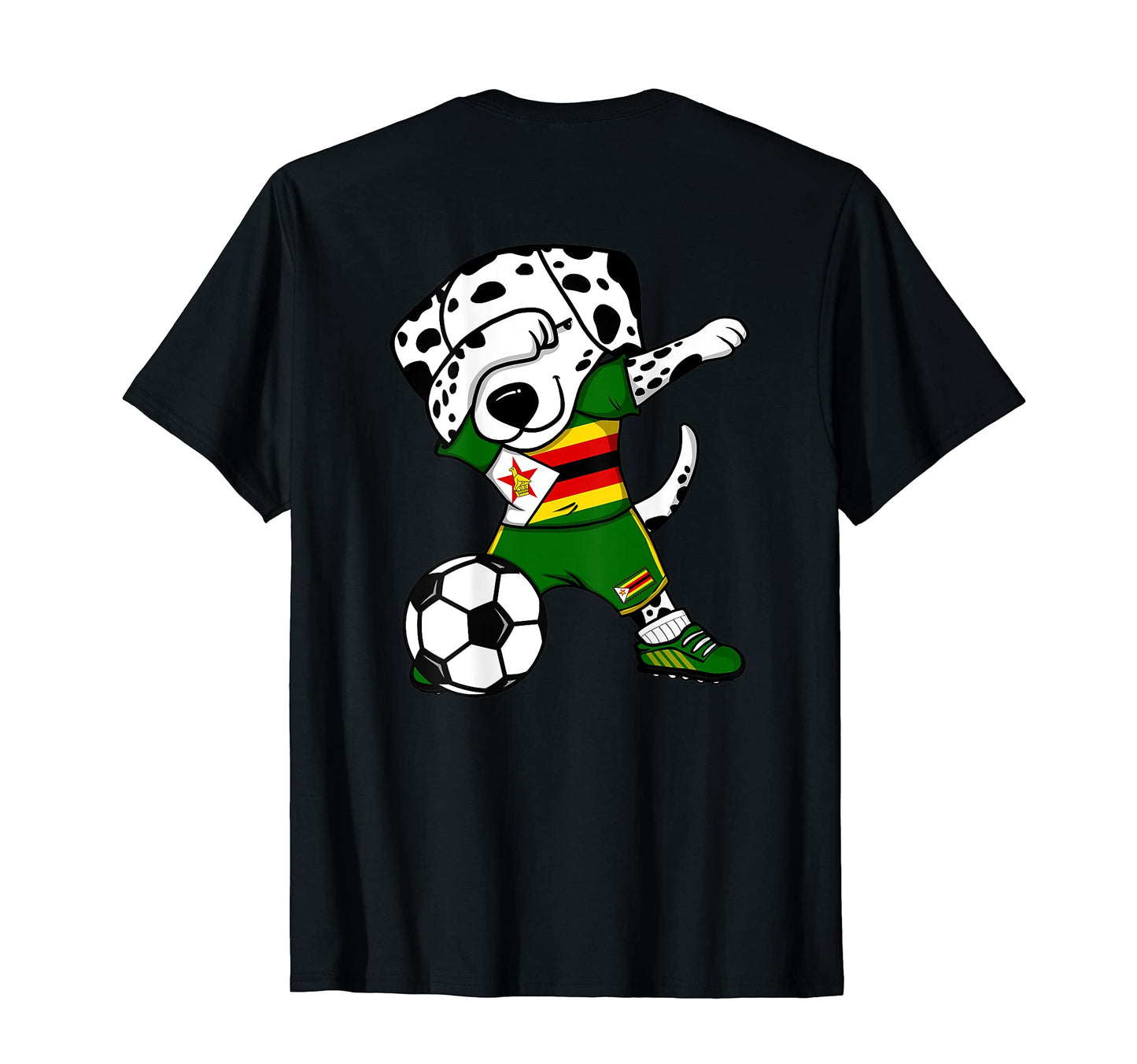 Dabbing Dalmatian Zimbabwe Soccer T-Shirt - Custom Art Print Men Women - T-Shirt, Sweatshirt, Hoodie
