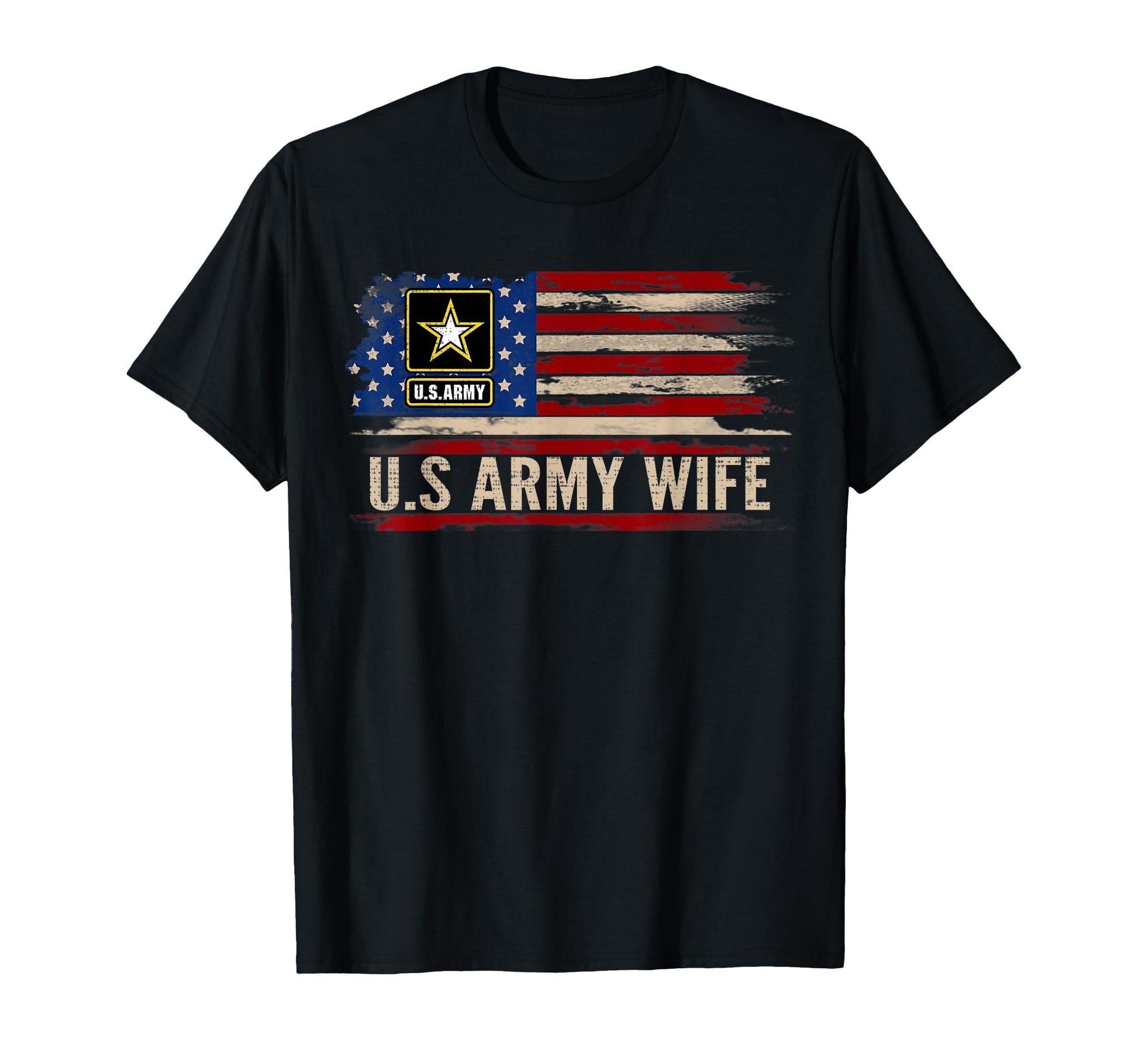U S Army Wife American Flag Veteran T-Shirt - Minimalist Print for Adults - T-Shirt, Sweatshirt, Hoodie