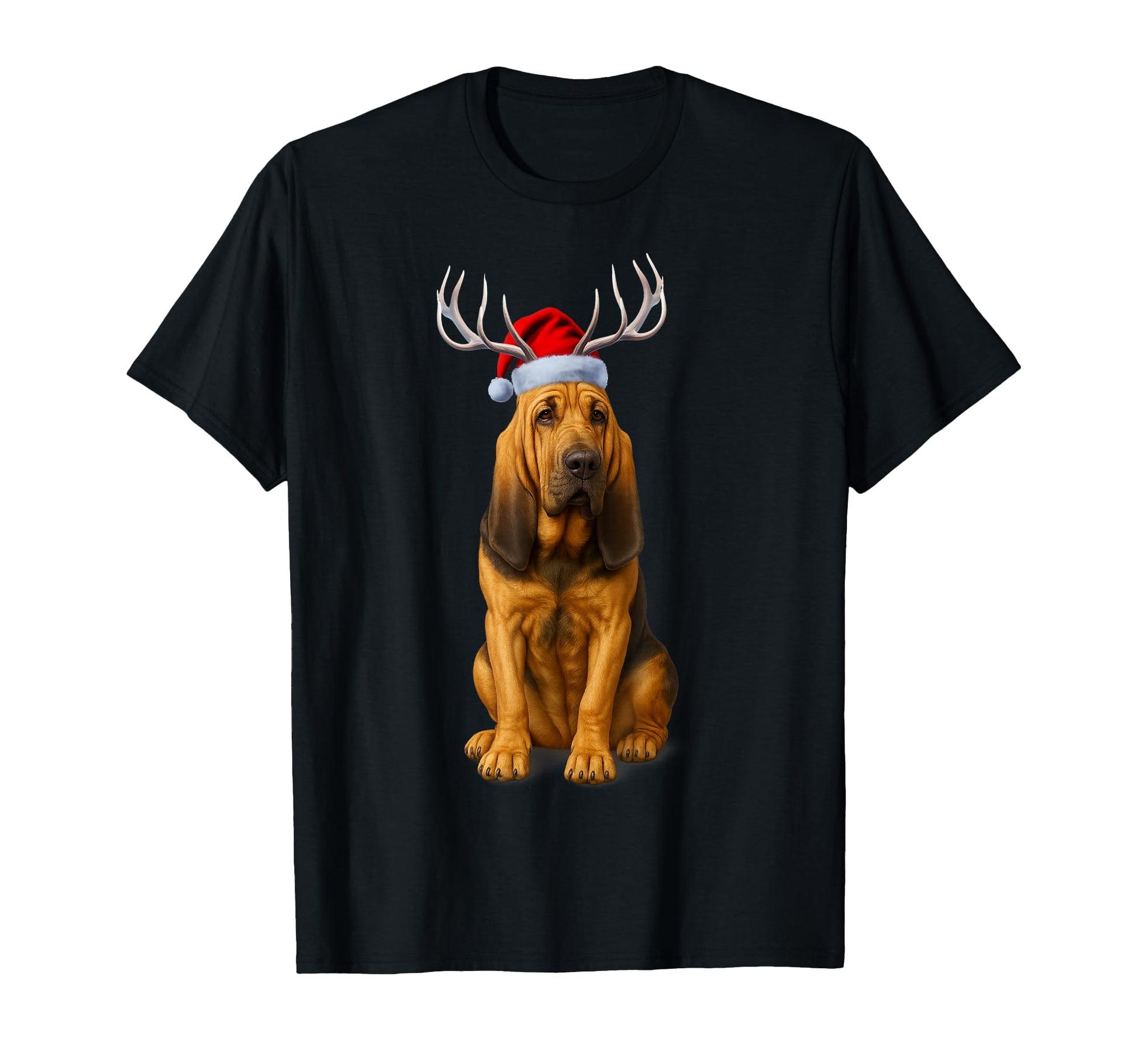 Reindeer Santa Hat Holiday T-Shirt - Fun Novelty Design Men Women - T-Shirt, Sweatshirt, Hoodie