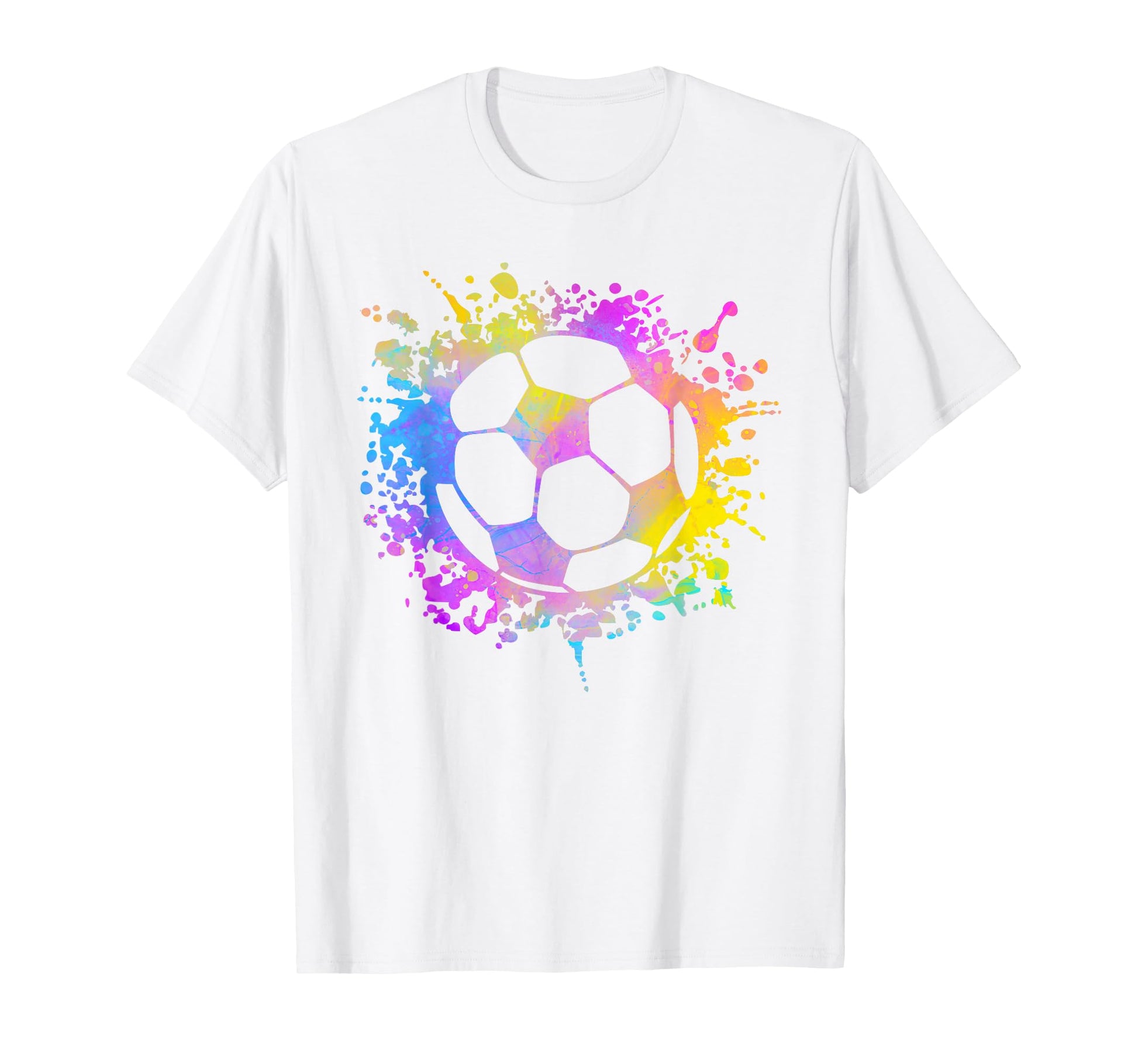 Soccer Ball Watercolor Paint Splashes T-Shirt - Novelty Apparel Men Women - T-Shirt, Sweatshirt, Hoodie