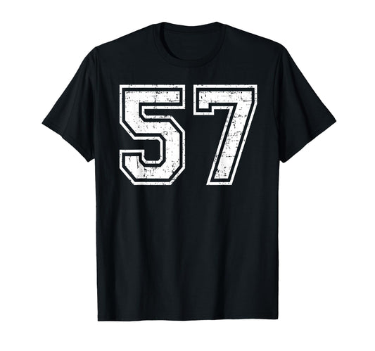 57 Number Fifty Seven Team Sports T-Shirt - Novelty Apparel for Adults - T-Shirt, Sweatshirt, Hoodie