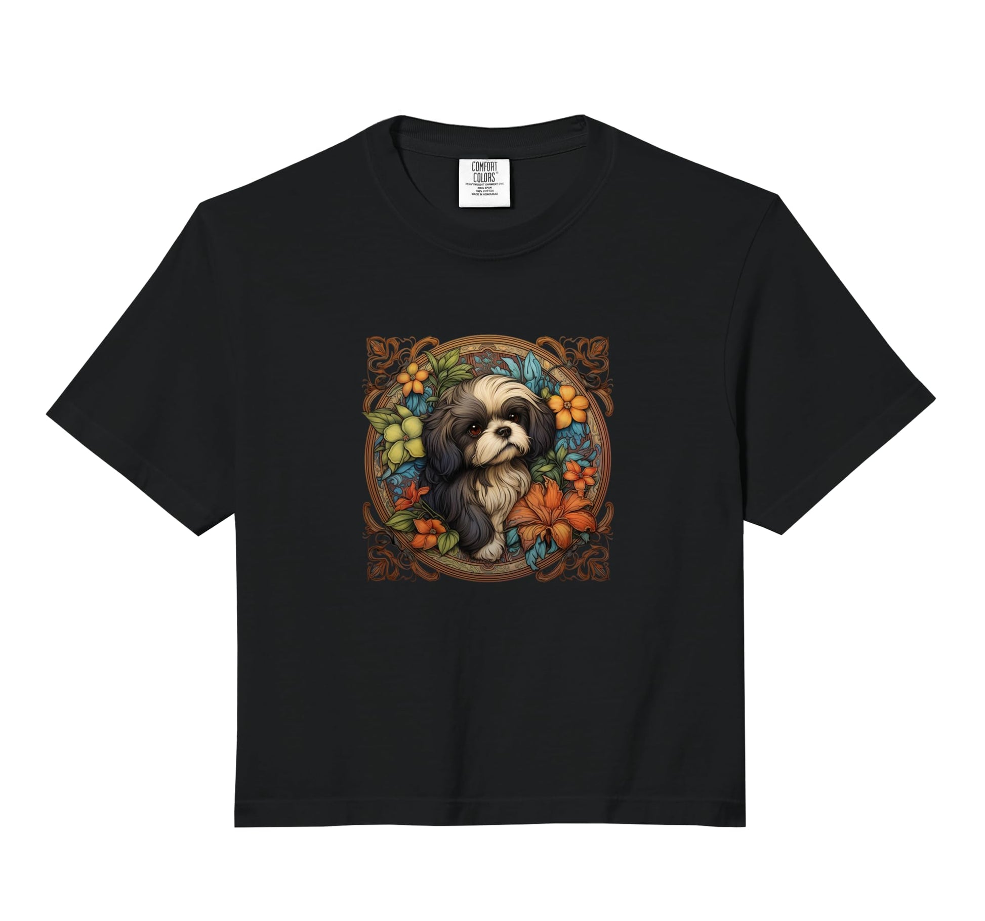 Beautiful Womens Floral Art Shih Tzu T-Shirt - Minimalist Print Men Women - T-Shirt, Sweatshirt, Hoodie