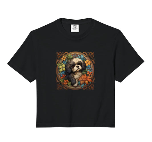 Beautiful Womens Floral Art Shih Tzu T-Shirt - Minimalist Print Men Women - T-Shirt, Sweatshirt, Hoodie