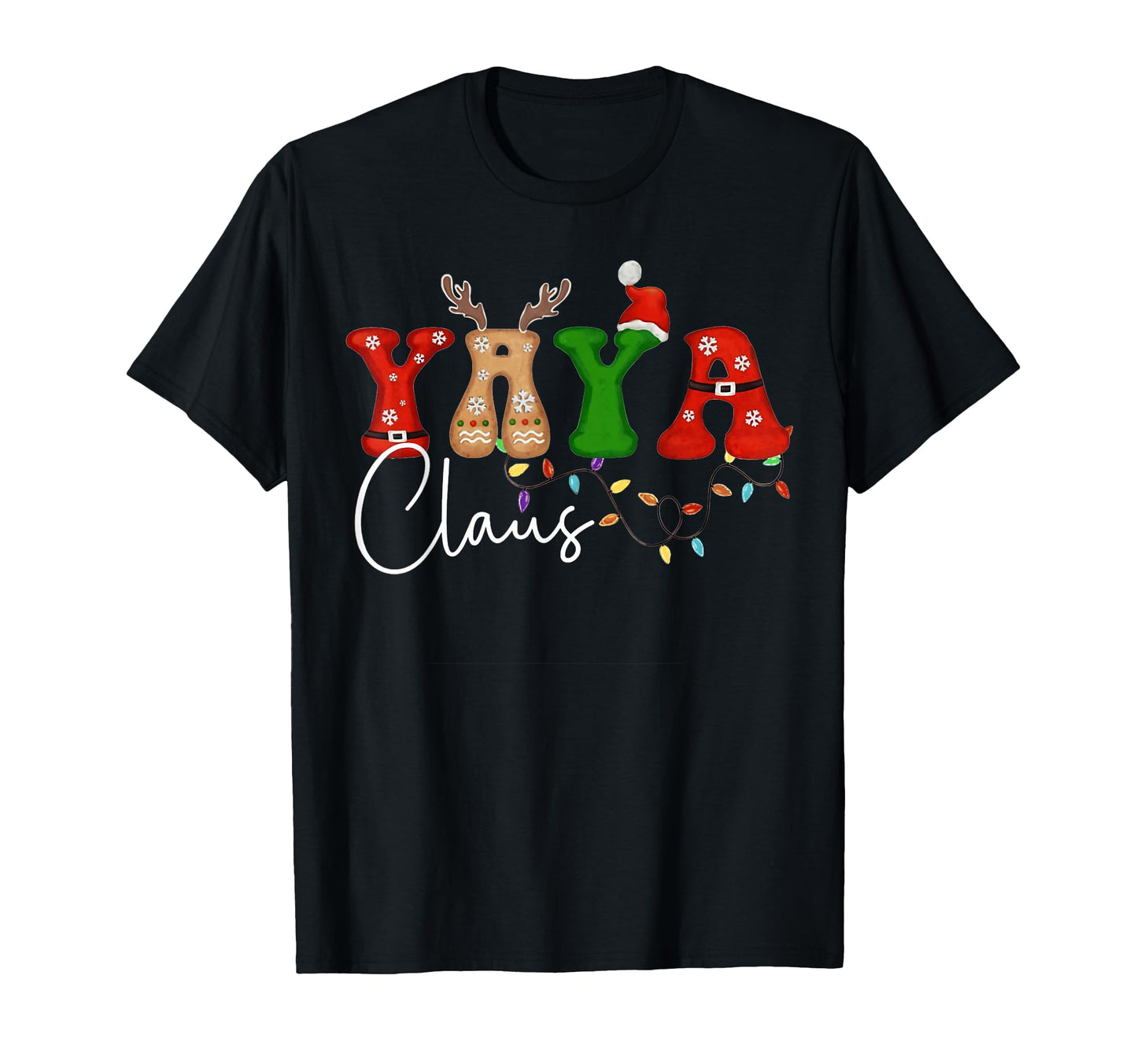 Yaya Claus Funny Lights Reindeer T-Shirt - Aesthetic Graphic for Adults - T-Shirt, Sweatshirt, Hoodie