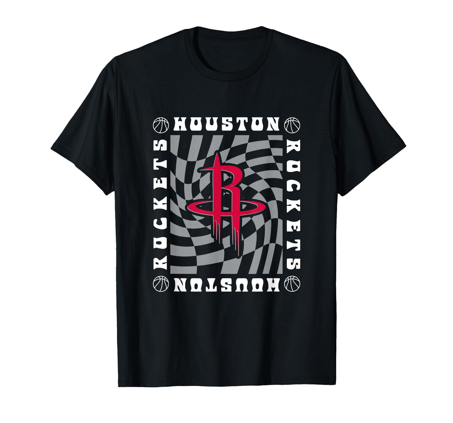 Nba Houston Rockets Checkerboard Wave T-Shirt - Unique Graphic Unisex - T-Shirt, Sweatshirt, Hoodie