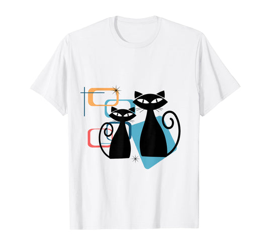 Atomic Age Mid Century Twin Cat Modern T-Shirt - Minimalist Print Men Women - T-Shirt, Sweatshirt, Hoodie
