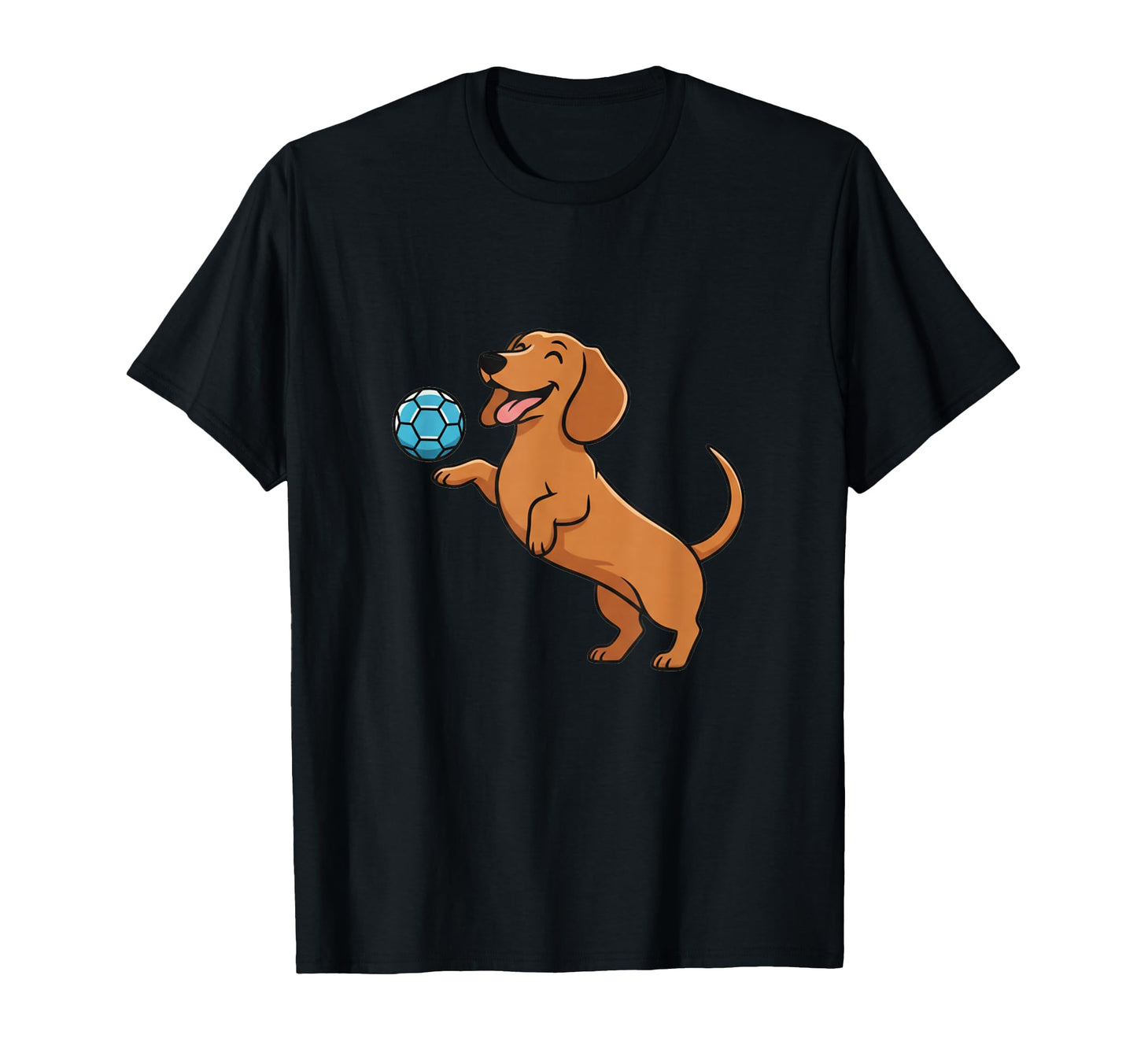 Dachshund Playing Soccer Ball Happy T-Shirt - Aesthetic Graphic Men Women - T-Shirt, Sweatshirt, Hoodie