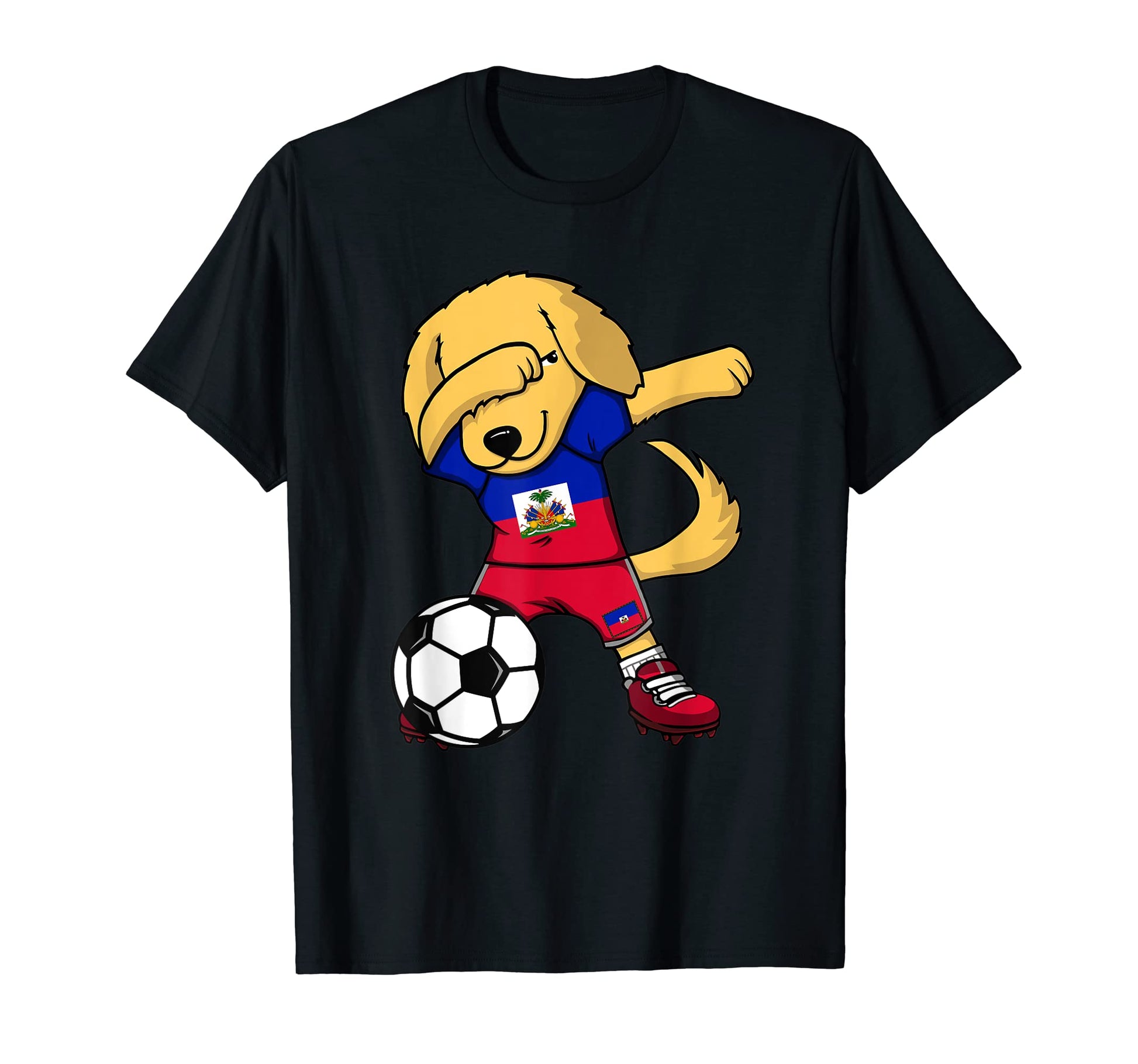 Dabbing Golden Retriever Haiti Soccer T-Shirt - Unique Graphic Men Women - T-Shirt, Sweatshirt, Hoodie
