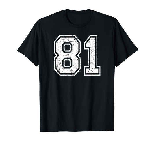 81 Number Eighty One Team Sports Grunge T-Shirt - Graphic Print for Adults - T-Shirt, Sweatshirt, Hoodie
