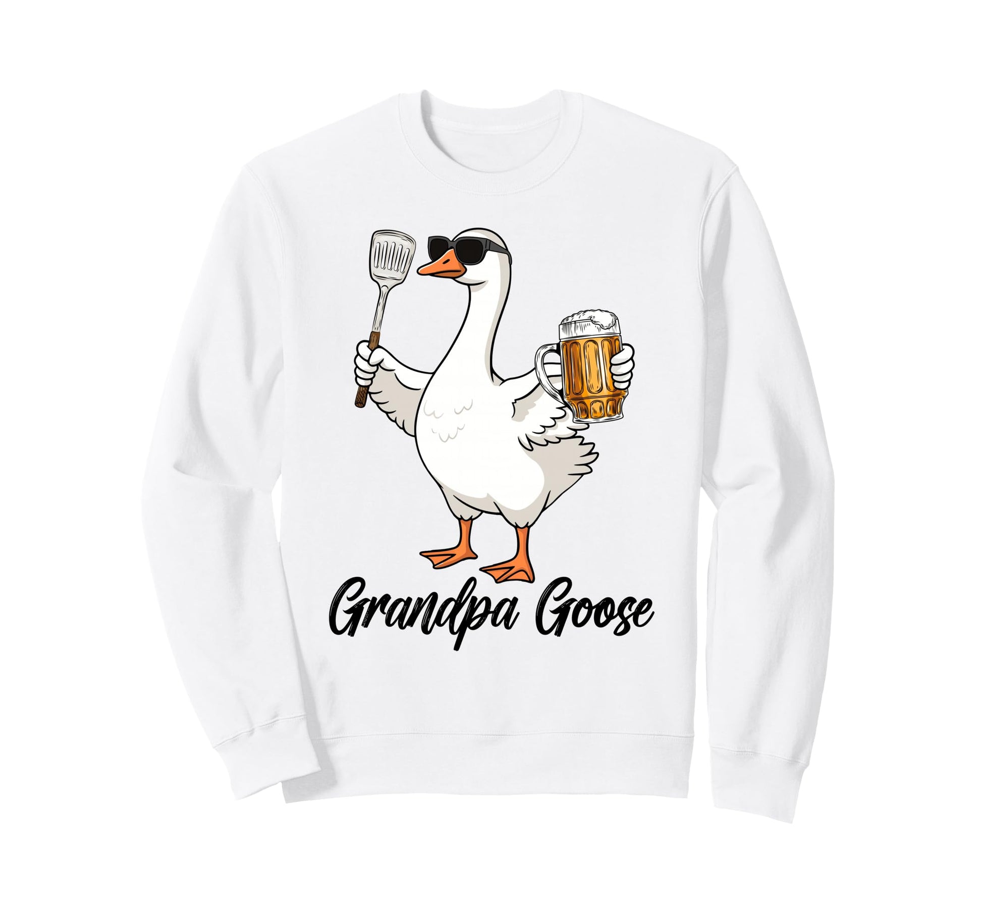 Grandpa Goose Drinking Beer Bbq Party Sweatshirt - Streetwear Style Unisex - T-Shirt, Sweatshirt, Hoodie