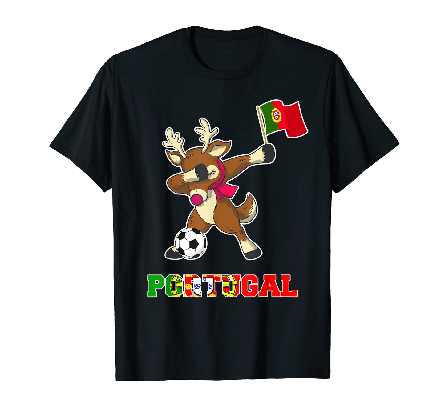 Portugal Soccer Reindeer Portuguese T-Shirt - Trendy Graphic for Adults - T-Shirt, Sweatshirt, Hoodie